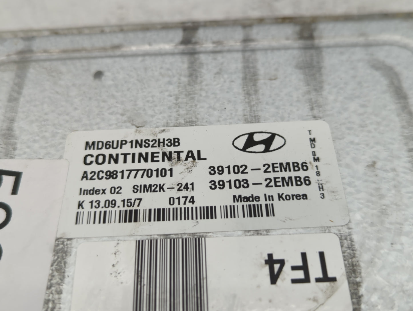 2014-2016 Hyundai Elantra PCM Engine Control Computer ECU ECM PCU OEM P/N:39102-2EMB6 Fits Fits 2014 2015 2016 OEM Used Auto