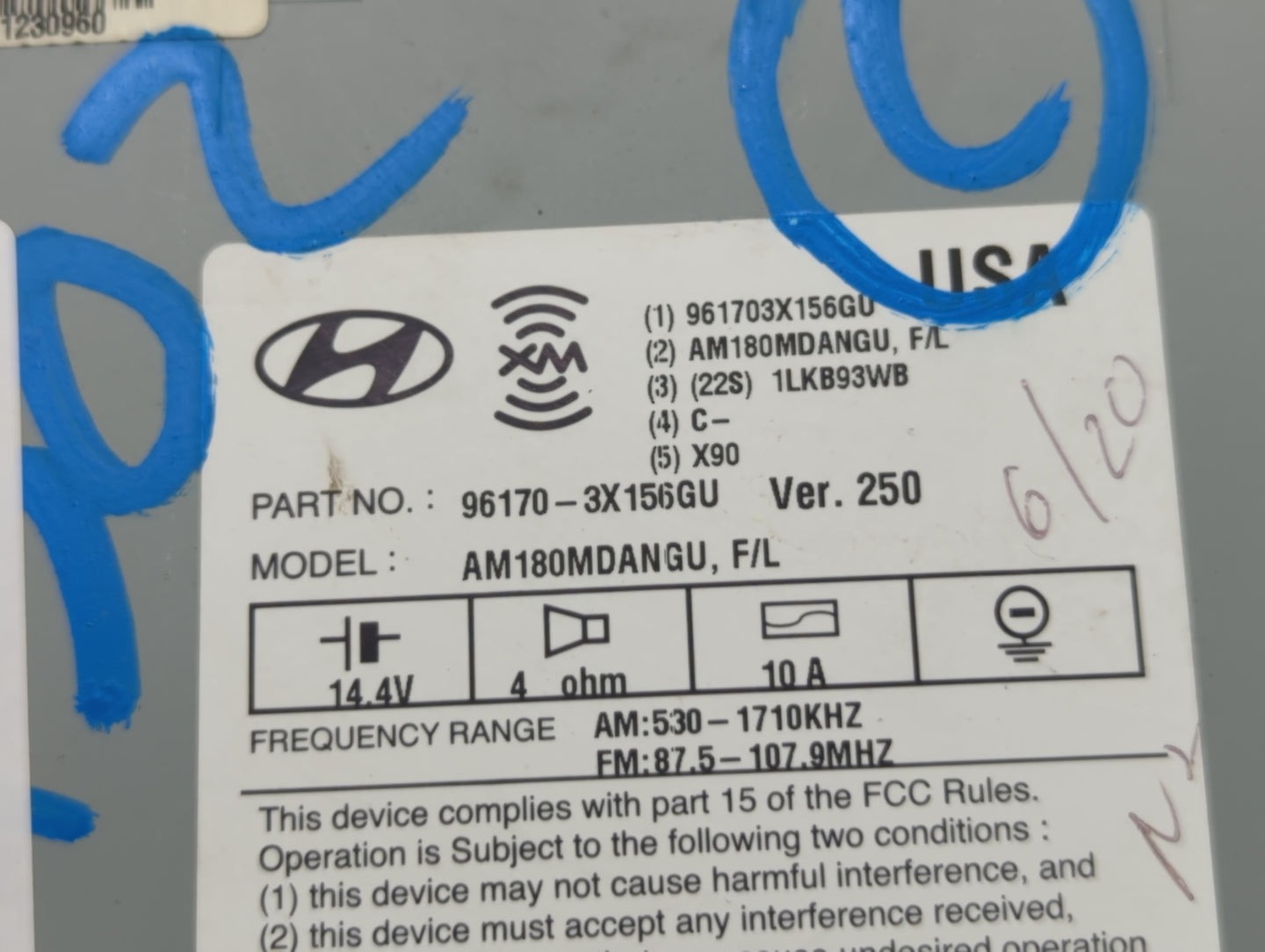 2014-2016 Hyundai Elantra Radio AM FM Cd Player Receiver Replacement P/N:96170-3X156GU Fits Fits 2014 2015 2016 OEM Used Aut