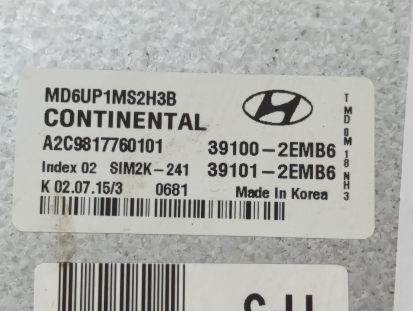 2014-2016 Hyundai Elantra PCM Engine Control Computer ECU ECM PCU OEM P/N:39101-2EMB6 39100-2EMB6 Fits Fits 2014 2015 2016 O
