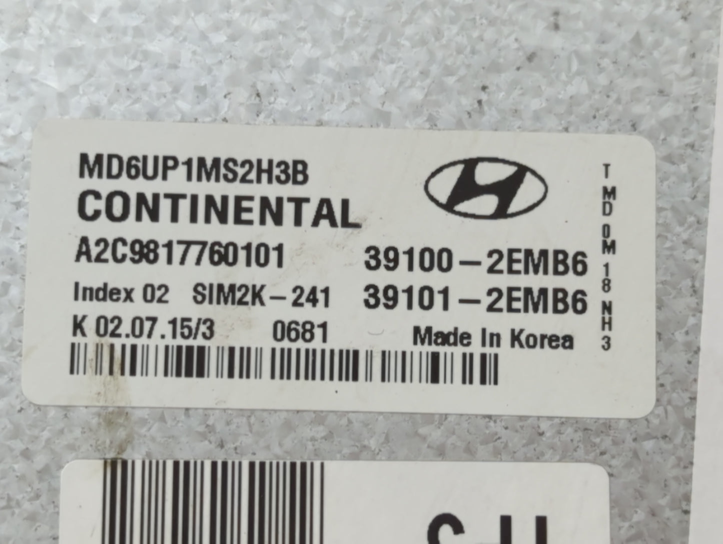 2014-2016 Hyundai Elantra PCM Engine Control Computer ECU ECM PCU OEM P/N:39101-2EMB6 39100-2EMB6 Fits Fits 2014 2015 2016 O