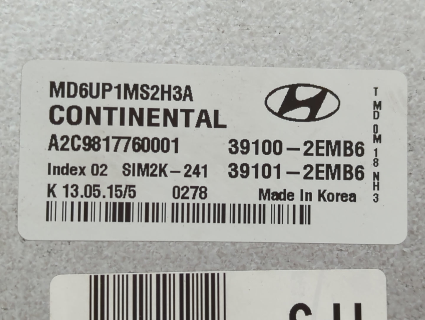 2014-2016 Hyundai Elantra PCM Engine Control Computer ECU ECM PCU OEM P/N:39101-2EMB6 39100-2EMB6 Fits Fits 2014 2015 2016 O