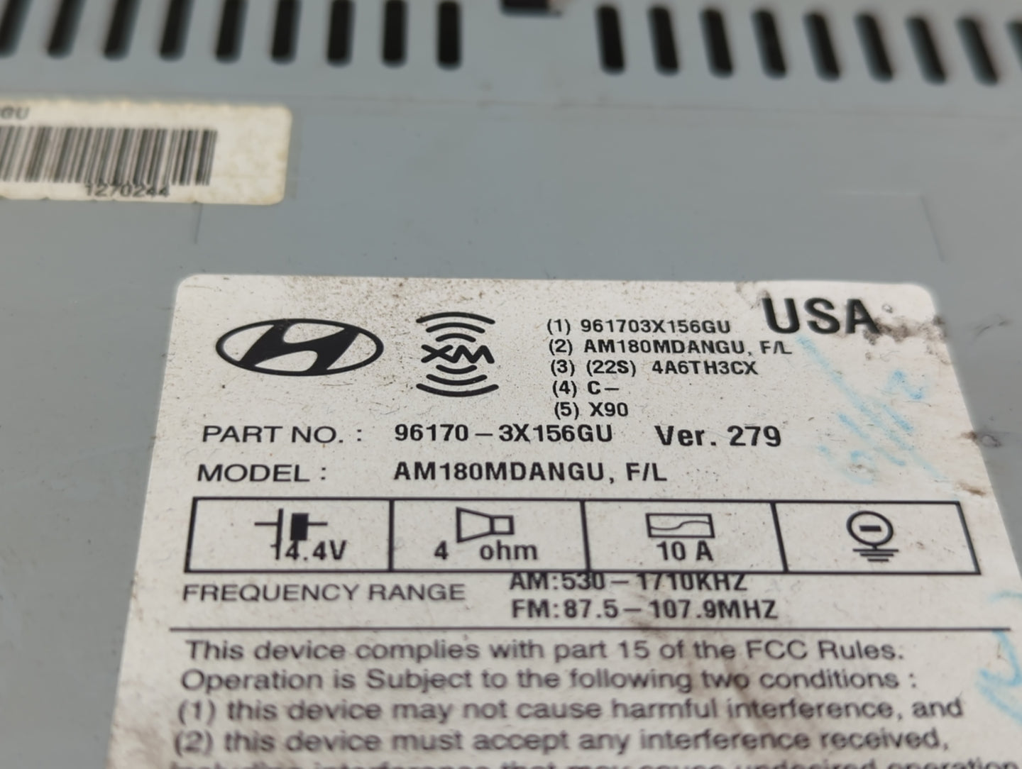 2014-2016 Hyundai Elantra Radio AM FM Cd Player Receiver Replacement P/N:96170-3X156GU Fits Fits 2014 2015 2016 OEM Used Aut