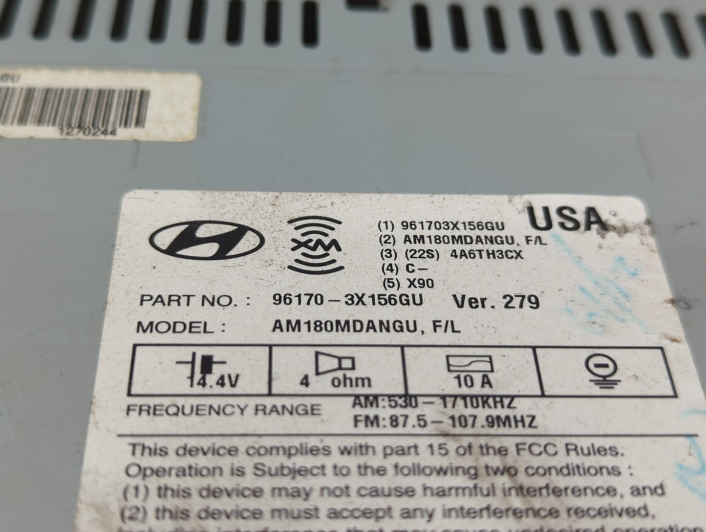 2014-2016 Hyundai Elantra Radio AM FM Cd Player Receiver Replacement P/N:96170-3X156GU Fits Fits 2014 2015 2016 OEM Used Aut