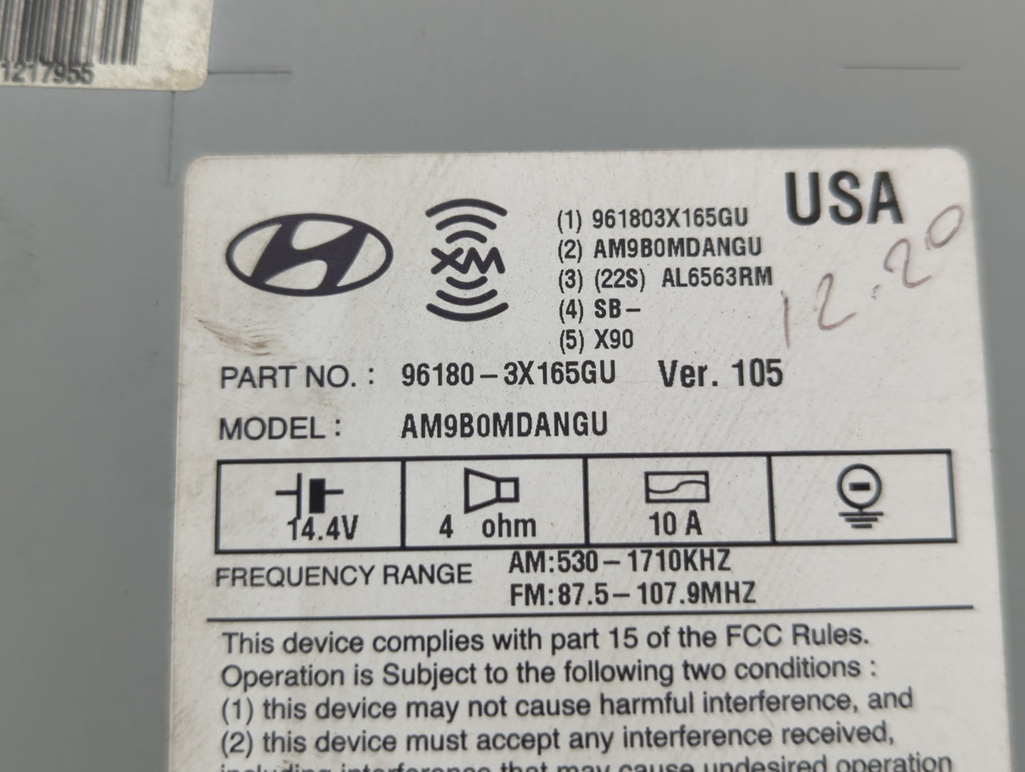 2014-2016 Hyundai Elantra Radio AM FM Cd Player Receiver Replacement P/N:96180-3X165GU Fits Fits 2014 2015 2016 OEM Used Aut
