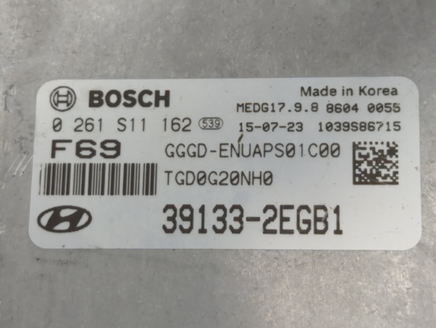 2016-2017 Hyundai Elantra PCM Engine Control Computer ECU ECM PCU OEM P/N:39133-2EGB1 Fits Fits 2016 2017 OEM Used Auto Part