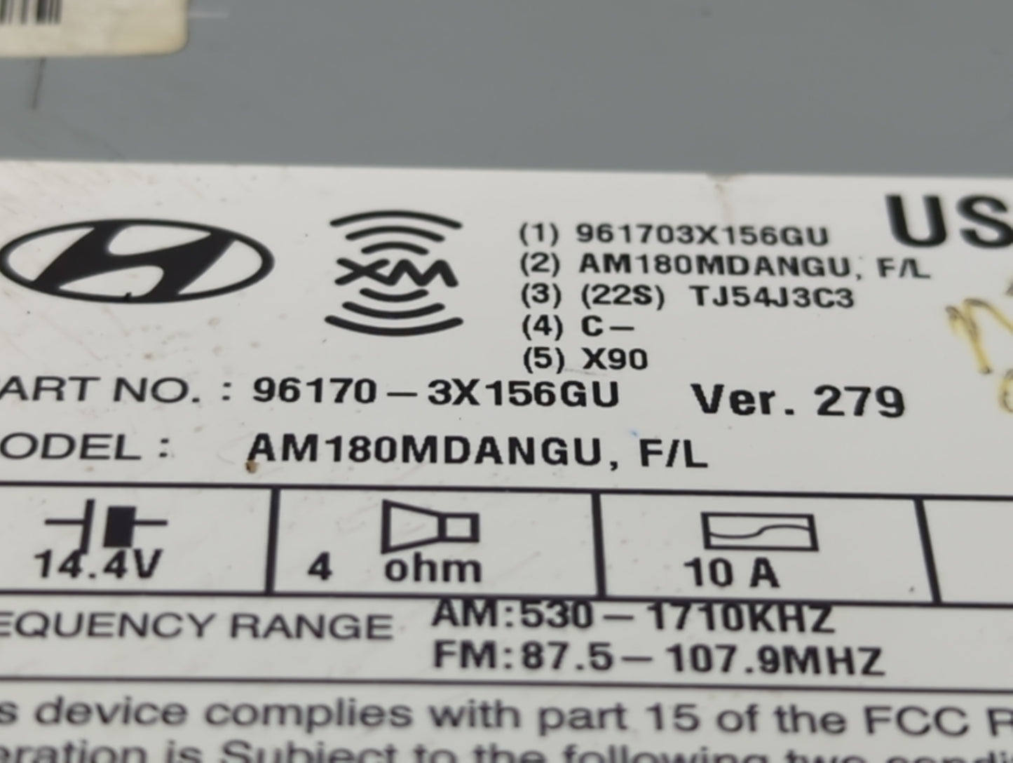 2014-2016 Hyundai Elantra Radio AM FM Cd Player Receiver Replacement P/N:96170-3X156GU Fits Fits 2014 2015 2016 OEM Used Aut