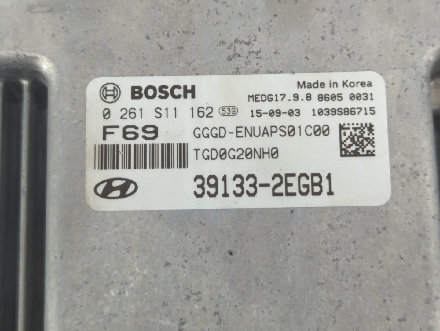 2016-2017 Hyundai Elantra PCM Engine Control Computer ECU ECM PCU OEM P/N:39133-2EGB1 0 261 S11 162 Fits Fits 2016 2017 OEM 