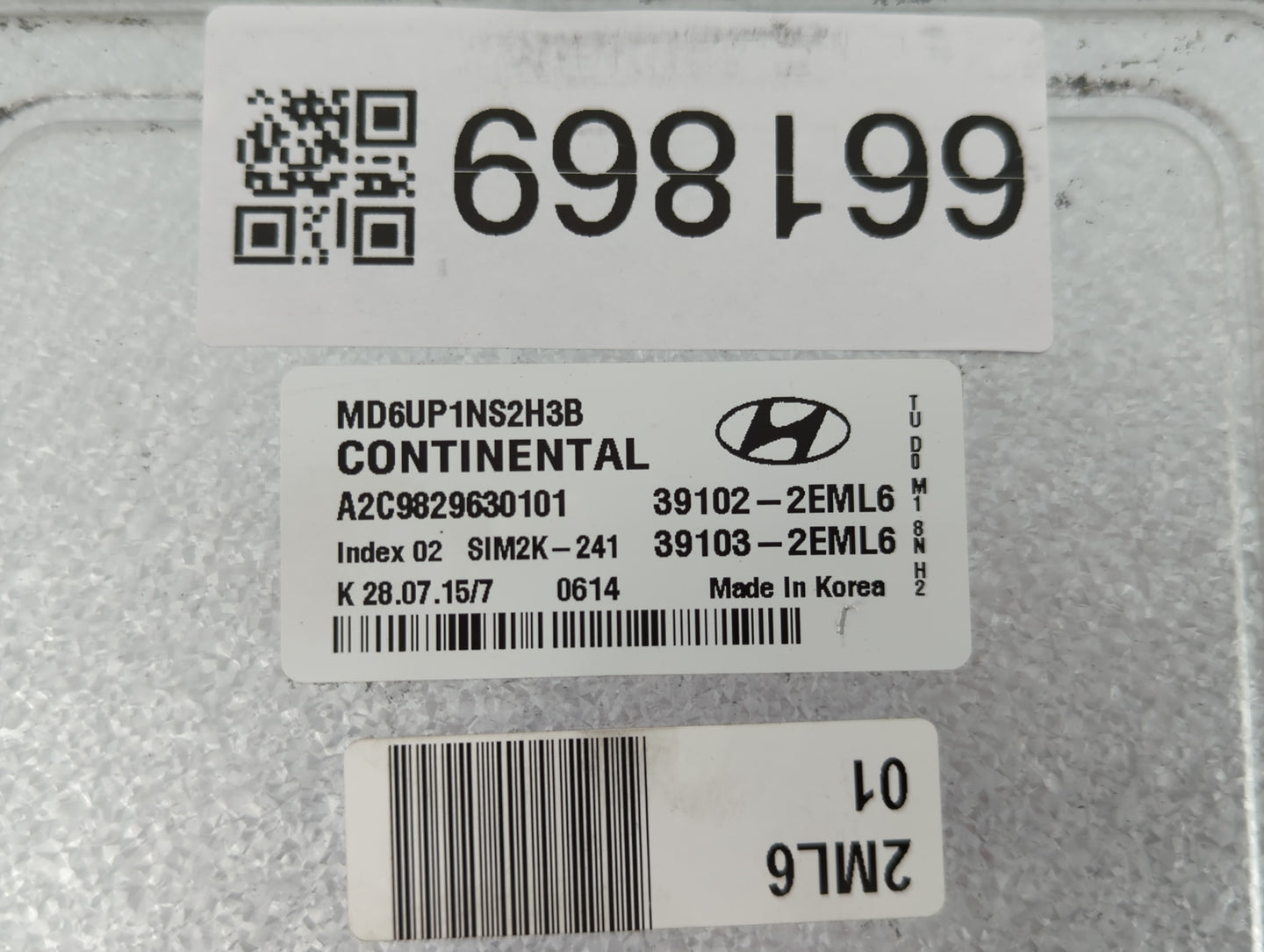 2015-2016 Hyundai Elantra PCM Engine Control Computer ECU ECM PCU OEM P/N:39103-2EML6 39102-2EML6 Fits Fits 2015 2016 OEM Us