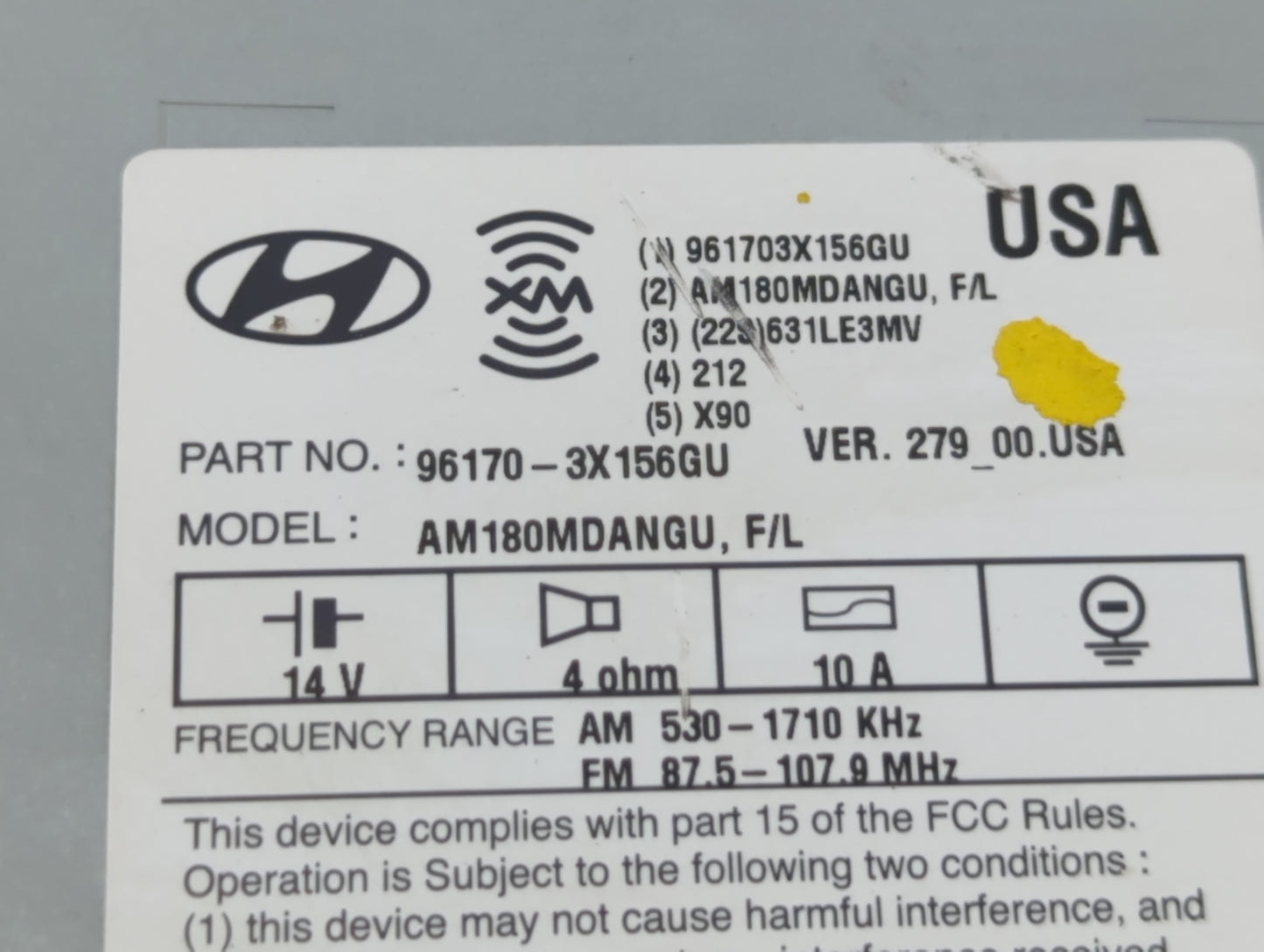 2014-2016 Hyundai Elantra Radio AM FM Cd Player Receiver Replacement P/N:96170-3X156GU Fits Fits 2014 2015 2016 OEM Used Aut