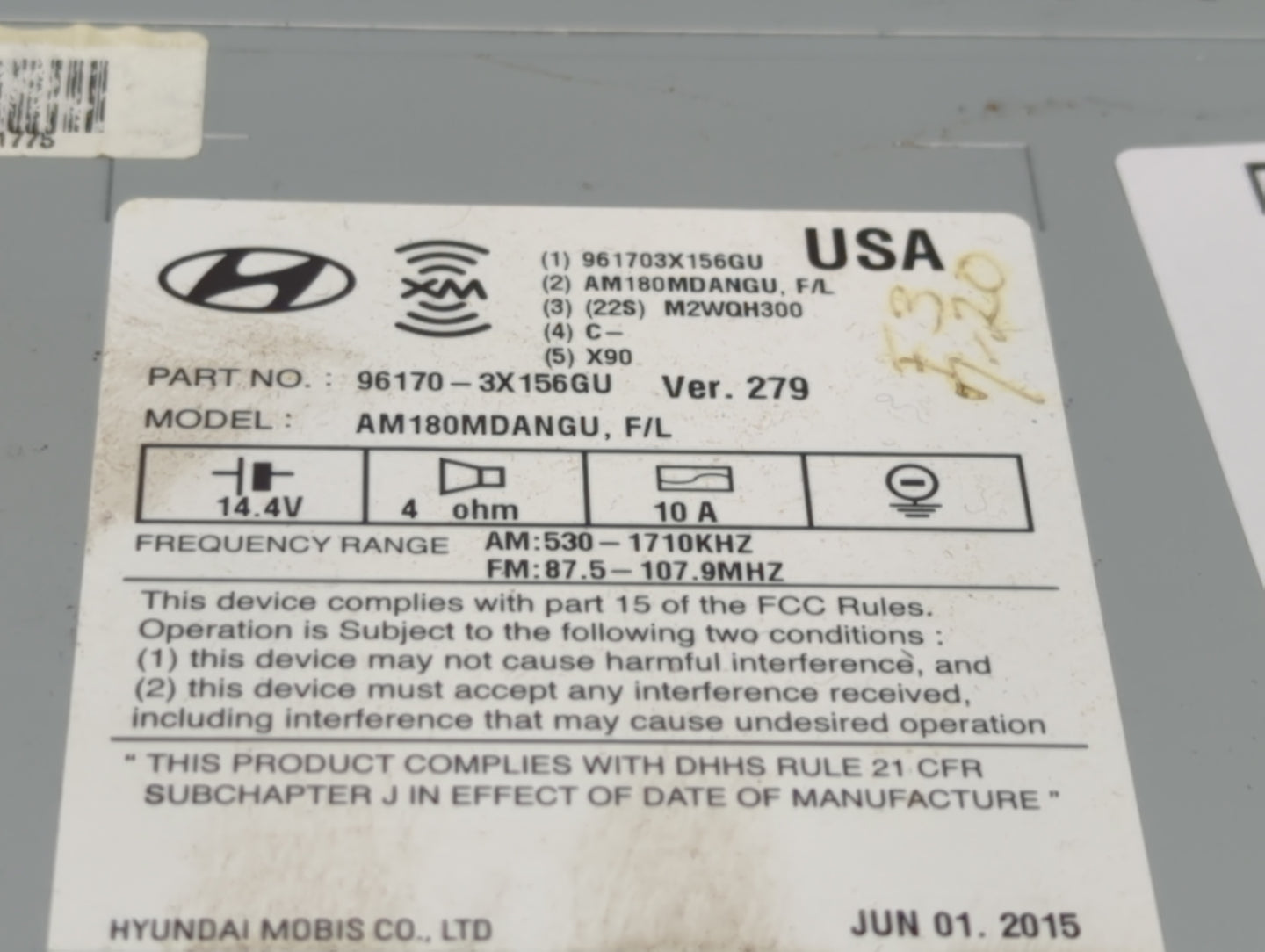 2014-2016 Hyundai Elantra Am Fm Cd Player Radio Receiver - Oemusedautoparts1.com