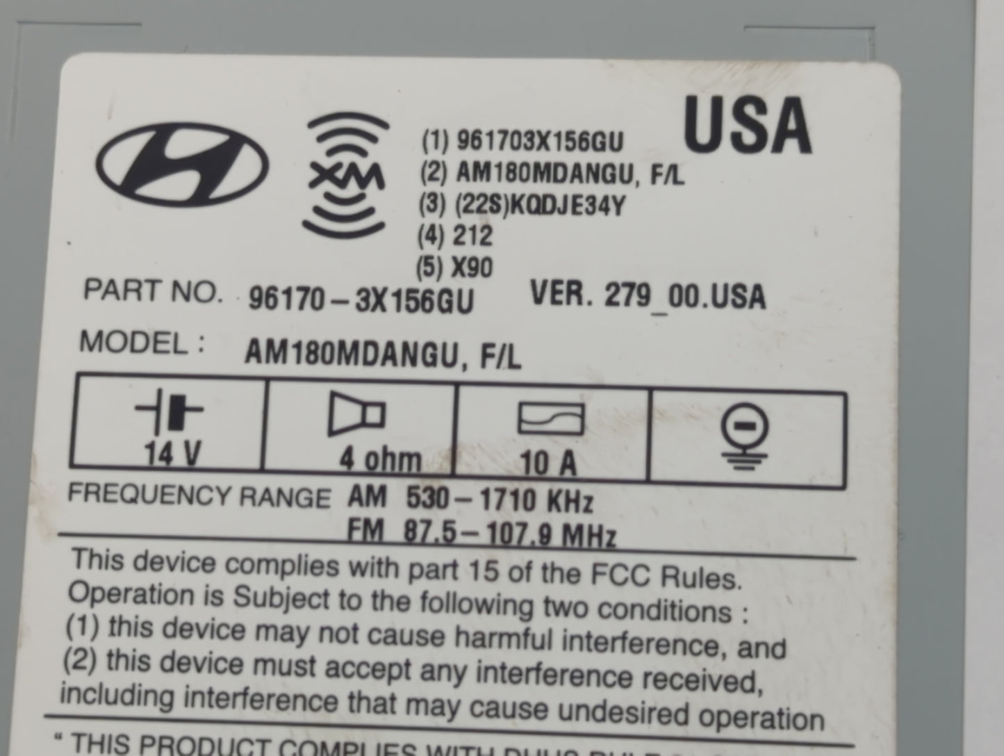 2014-2016 Hyundai Elantra Am Fm Cd Player Radio Receiver - Oemusedautoparts1.com