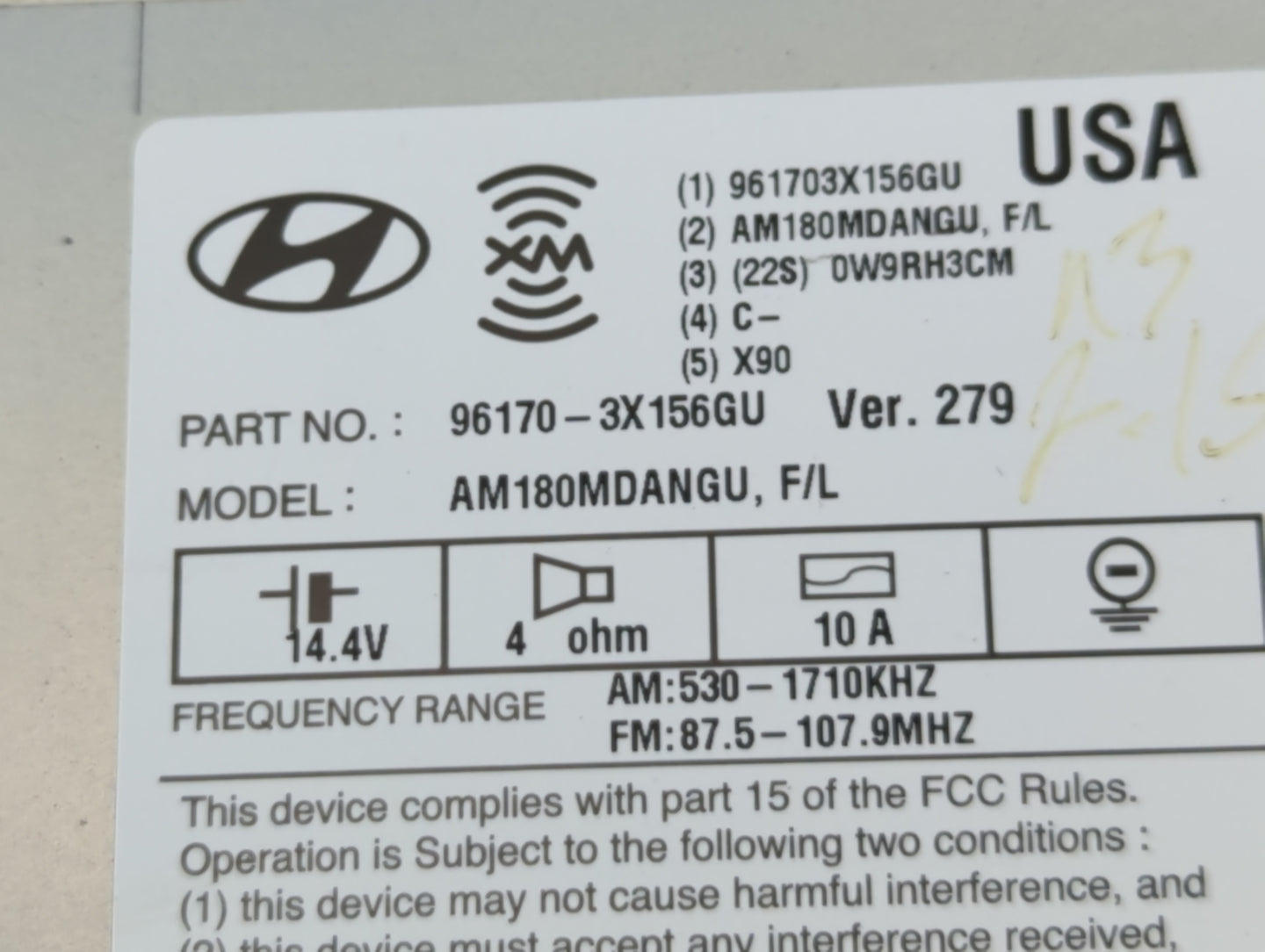 2014-2016 Hyundai Elantra Radio AM FM Cd Player Receiver Replacement P/N:96170-3X156GU Fits Fits 2014 2015 2016 OEM Used Aut