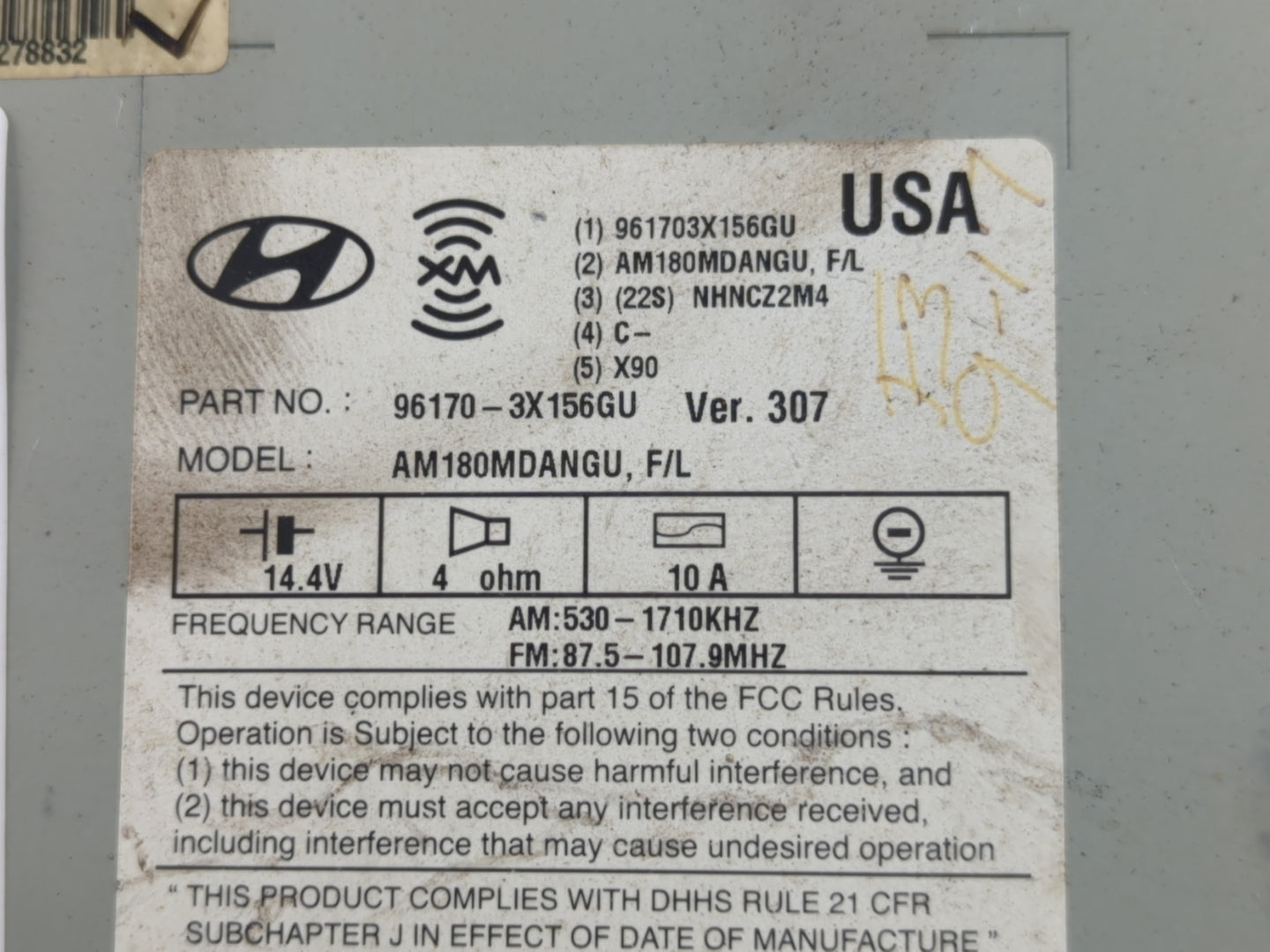 2014-2016 Hyundai Elantra Am Fm Cd Player Radio Receiver - Oemusedautoparts1.com