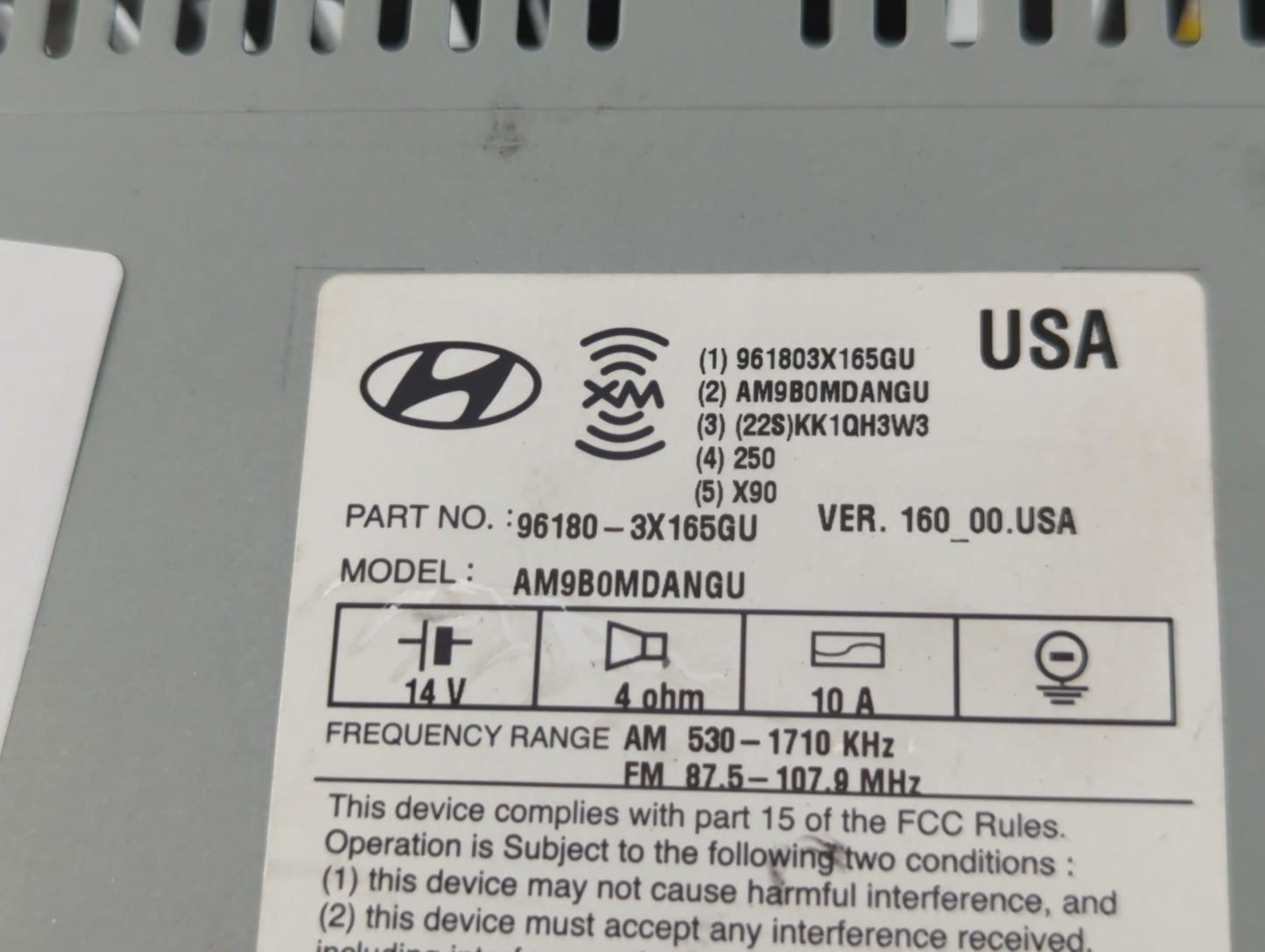 2014-2016 Hyundai Elantra Radio AM FM Cd Player Receiver Replacement P/N:96180-3X165GU Fits Fits 2014 2015 2016 OEM Used Aut