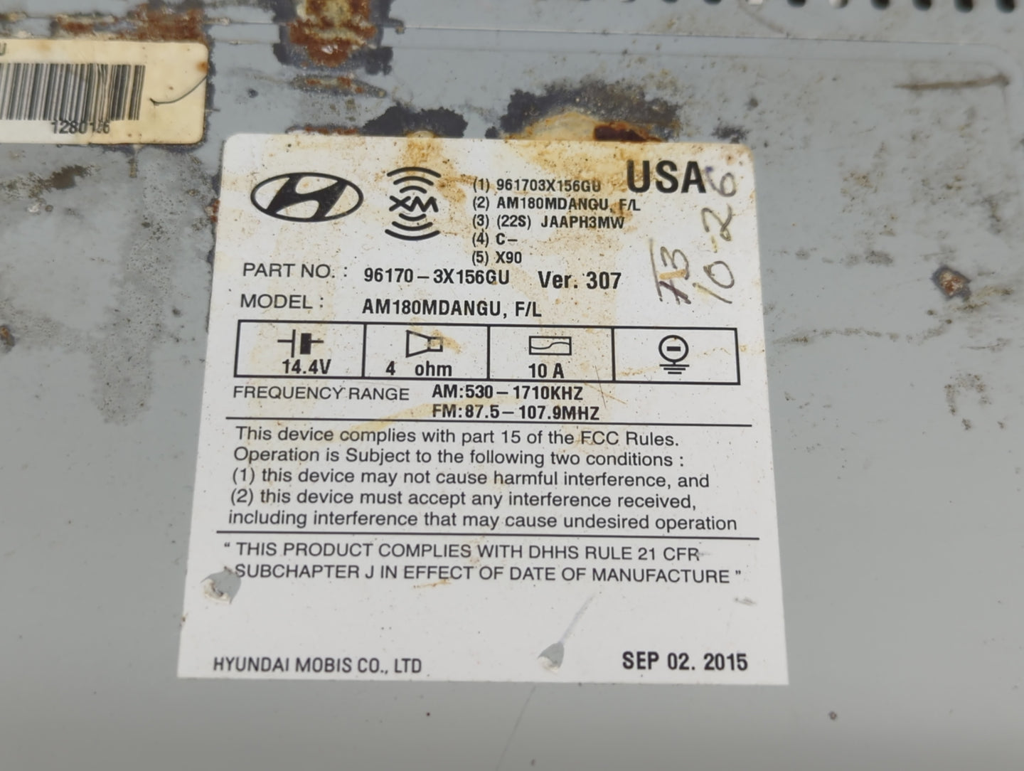 2014-2016 Hyundai Elantra Am Fm Cd Player Radio Receiver - Oemusedautoparts1.com