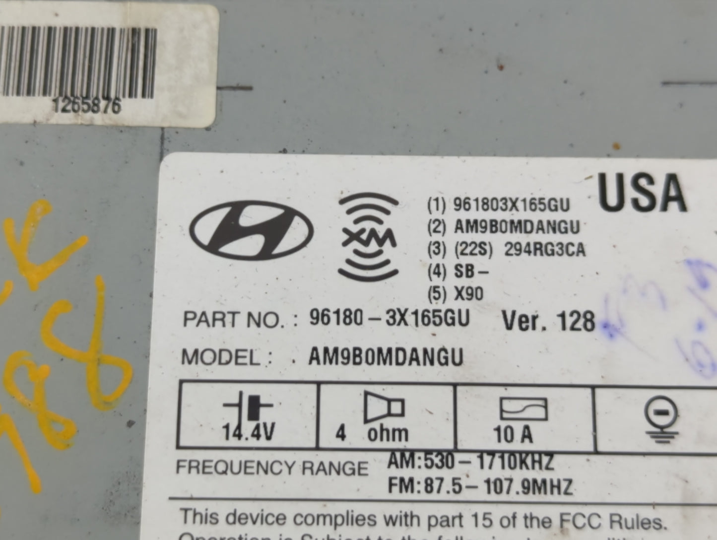 2014-2016 Hyundai Elantra Radio AM FM Cd Player Receiver Replacement P/N:96180-3X165GU Fits Fits 2014 2015 2016 OEM Used Aut