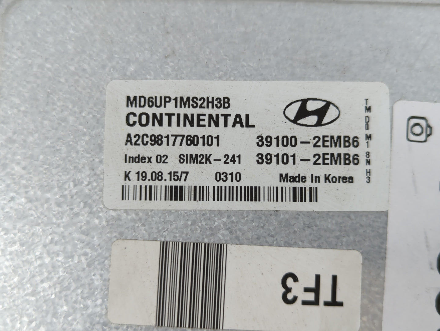 2014-2016 Hyundai Elantra PCM Engine Control Computer ECU ECM PCU OEM P/N:39101-2EMB6 39100-2EMB6 Fits Fits 2014 2015 2016 O