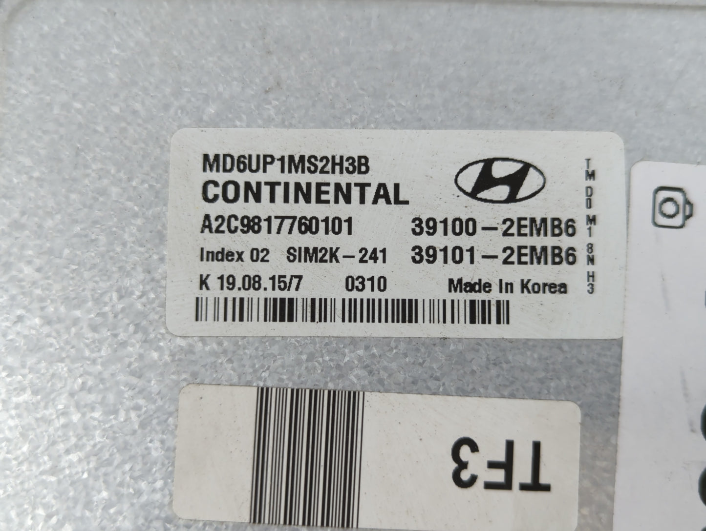 2014-2016 Hyundai Elantra PCM Engine Control Computer ECU ECM PCU OEM P/N:39101-2EMB6 39100-2EMB6 Fits Fits 2014 2015 2016 O