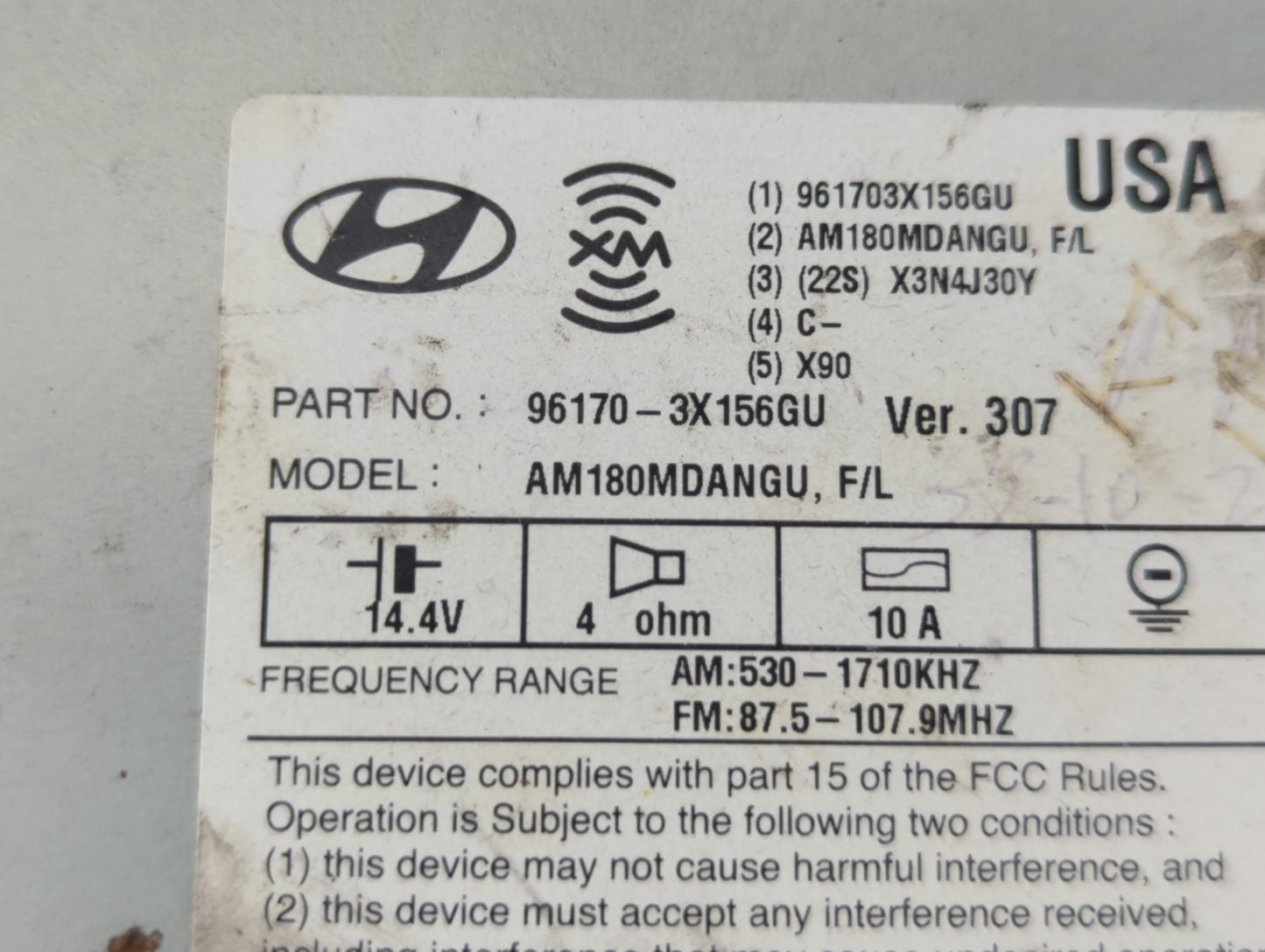 2014-2016 Hyundai Elantra Radio AM FM Cd Player Receiver Replacement P/N:96180-3X165GU Fits Fits 2014 2015 2016 OEM Used Aut