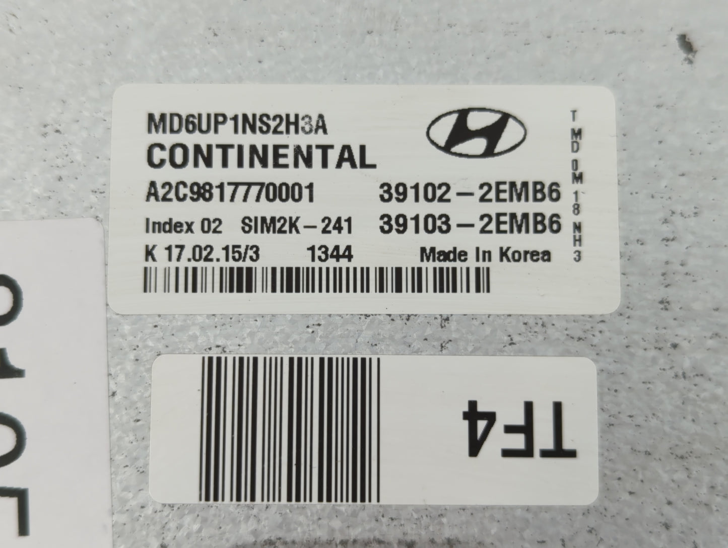 2014-2016 Hyundai Elantra PCM Engine Control Computer ECU ECM PCU OEM P/N:39103-2EMB6 39102-2EMB6 Fits Fits 2014 2015 2016 O