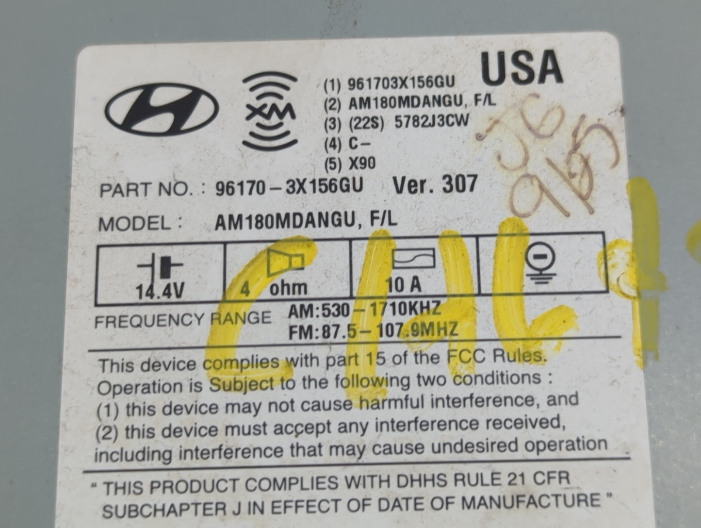 2014-2016 Hyundai Elantra Radio AM FM Cd Player Receiver Replacement P/N:96170-3X156GU Fits Fits 2014 2015 2016 OEM Used Aut