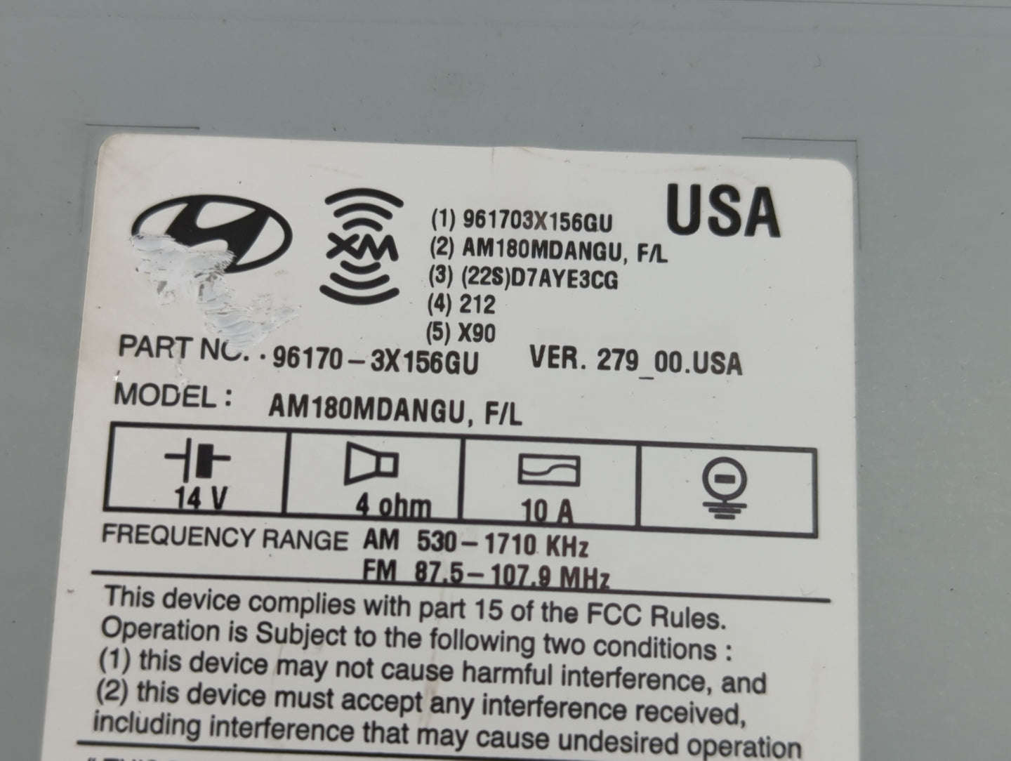 2014-2016 Hyundai Elantra Radio AM FM Cd Player Receiver Replacement P/N:96170-3X156GU Fits Fits 2014 2015 2016 OEM Used Aut