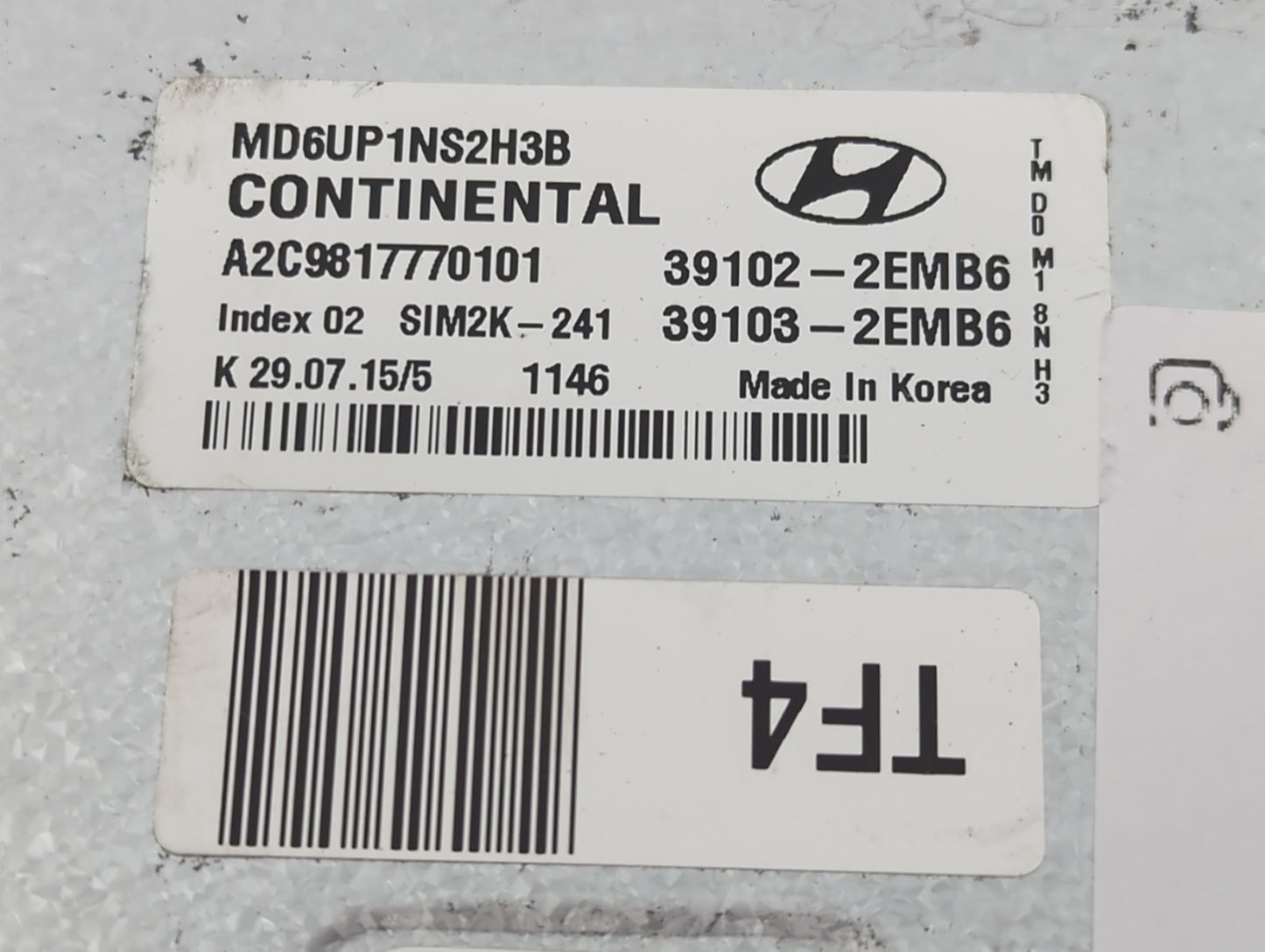 2014-2016 Hyundai Elantra PCM Engine Control Computer ECU ECM PCU OEM P/N:39103-2EMB6 39102-2EMB6 Fits Fits 2014 2015 2016 O