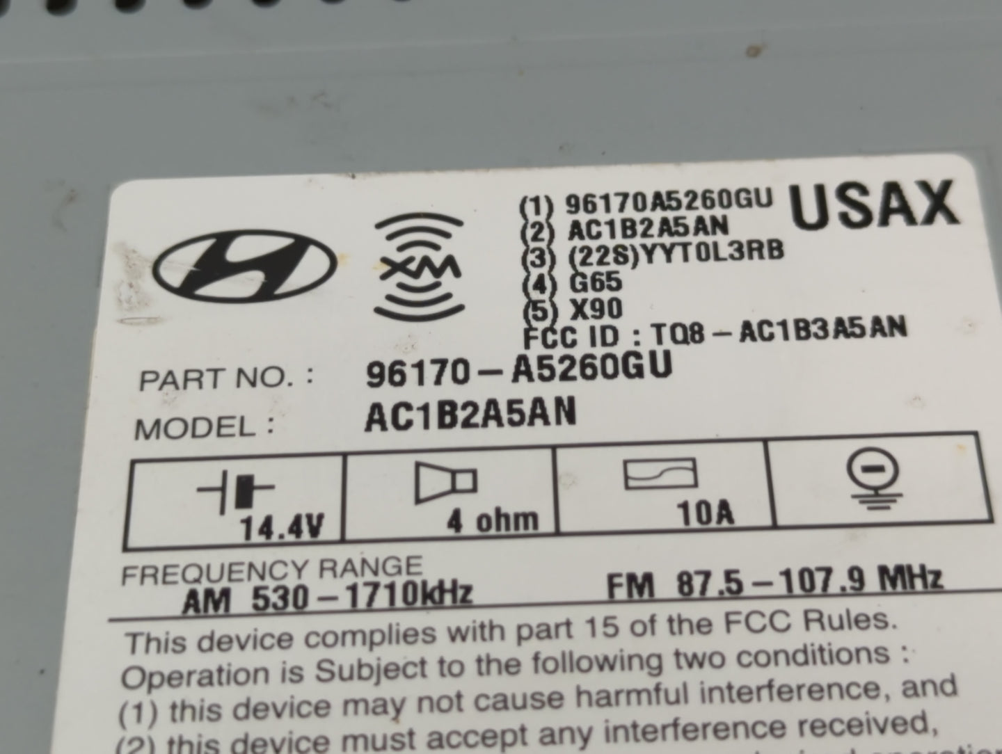 2016-2017 Hyundai Elantra Radio AM FM Cd Player Receiver Replacement P/N:96170-A5260GU Fits Fits 2016 2017 OEM Used Auto Par