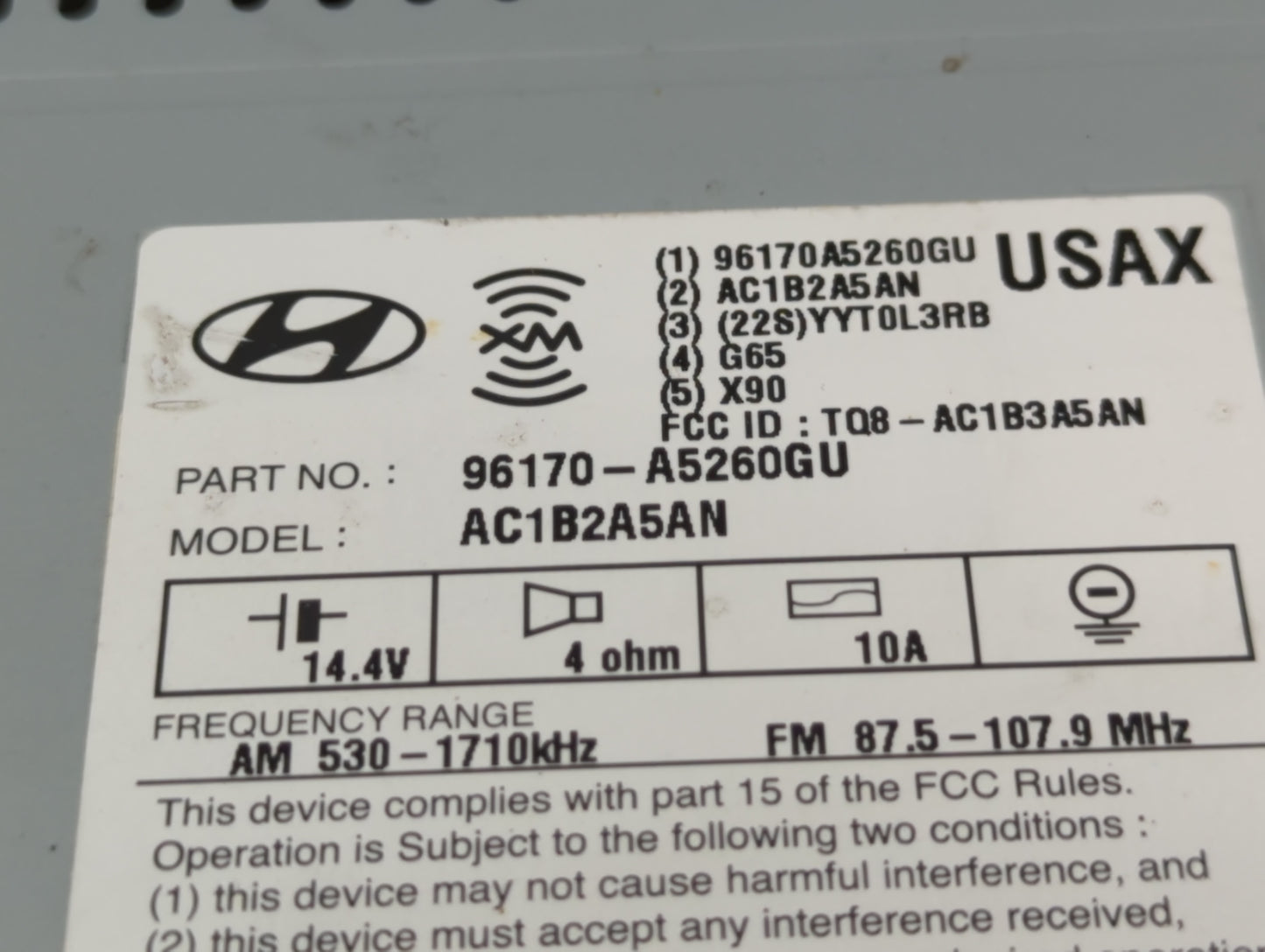 2016-2017 Hyundai Elantra Radio AM FM Cd Player Receiver Replacement P/N:96170-A5260GU Fits Fits 2016 2017 OEM Used Auto Par