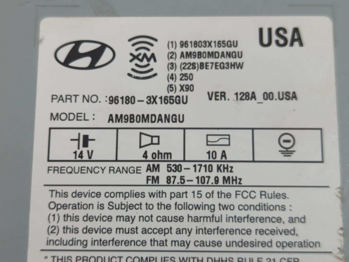 2014-2016 Hyundai Elantra Radio AM FM Cd Player Receiver Replacement P/N:96180-3X165GU Fits Fits 2014 2015 2016 OEM Used Aut