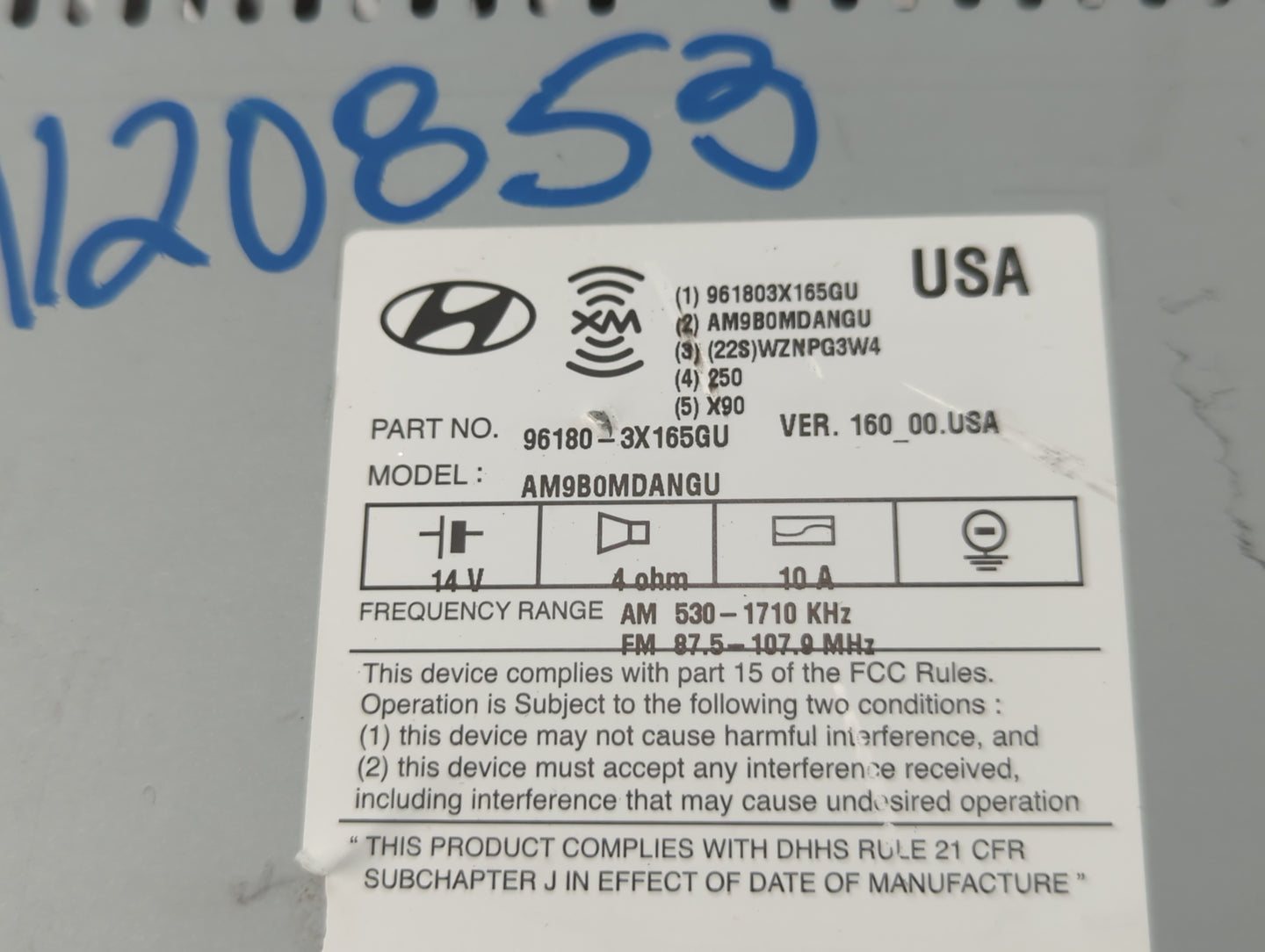 2014-2016 Hyundai Elantra Radio AM FM Cd Player Receiver Replacement P/N:96180-3X165GU Fits Fits 2014 2015 2016 OEM Used Aut