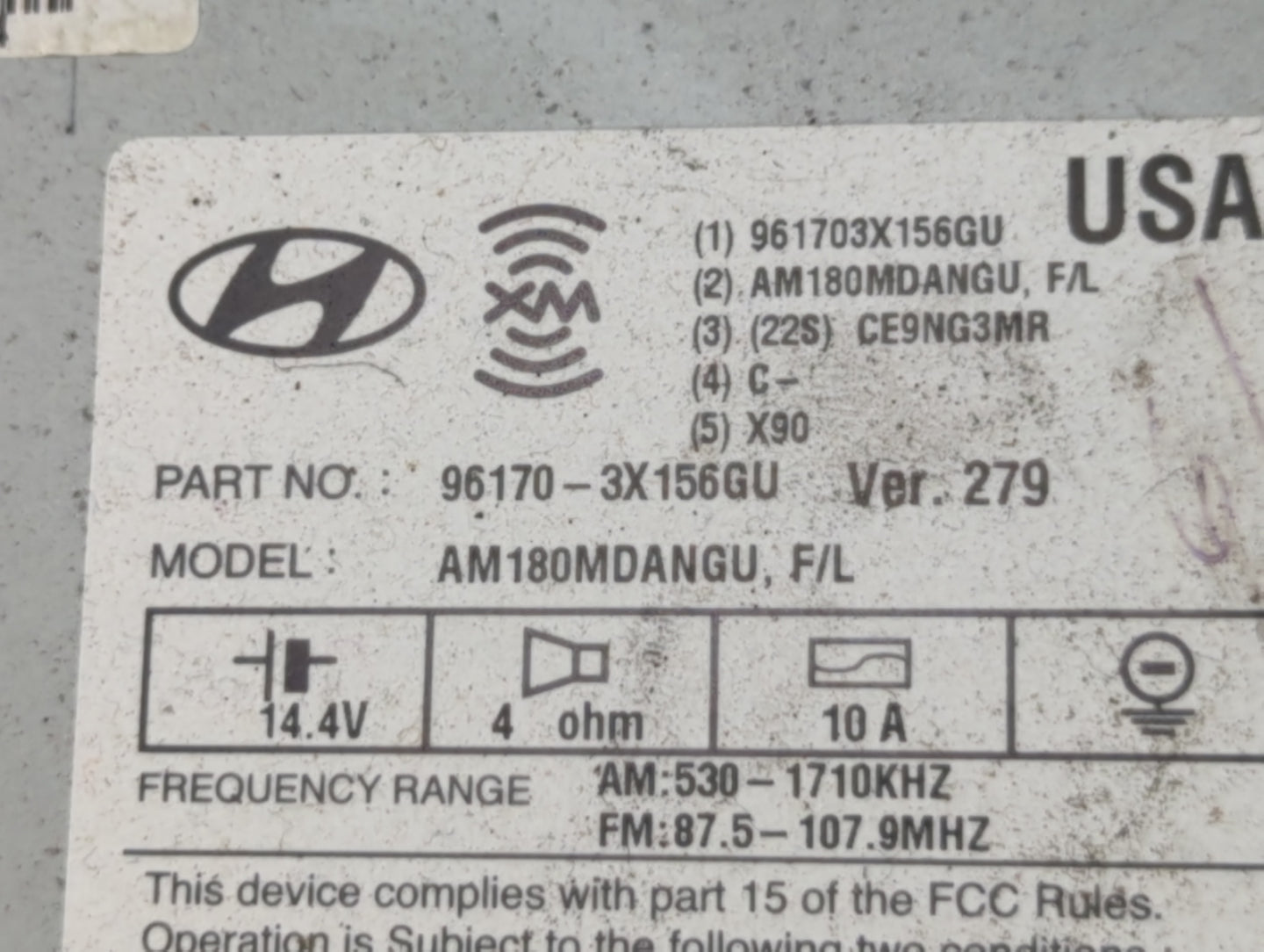 2014-2016 Hyundai Elantra Radio AM FM Cd Player Receiver Replacement P/N:96170-3X156GU Fits Fits 2014 2015 2016 OEM Used Aut
