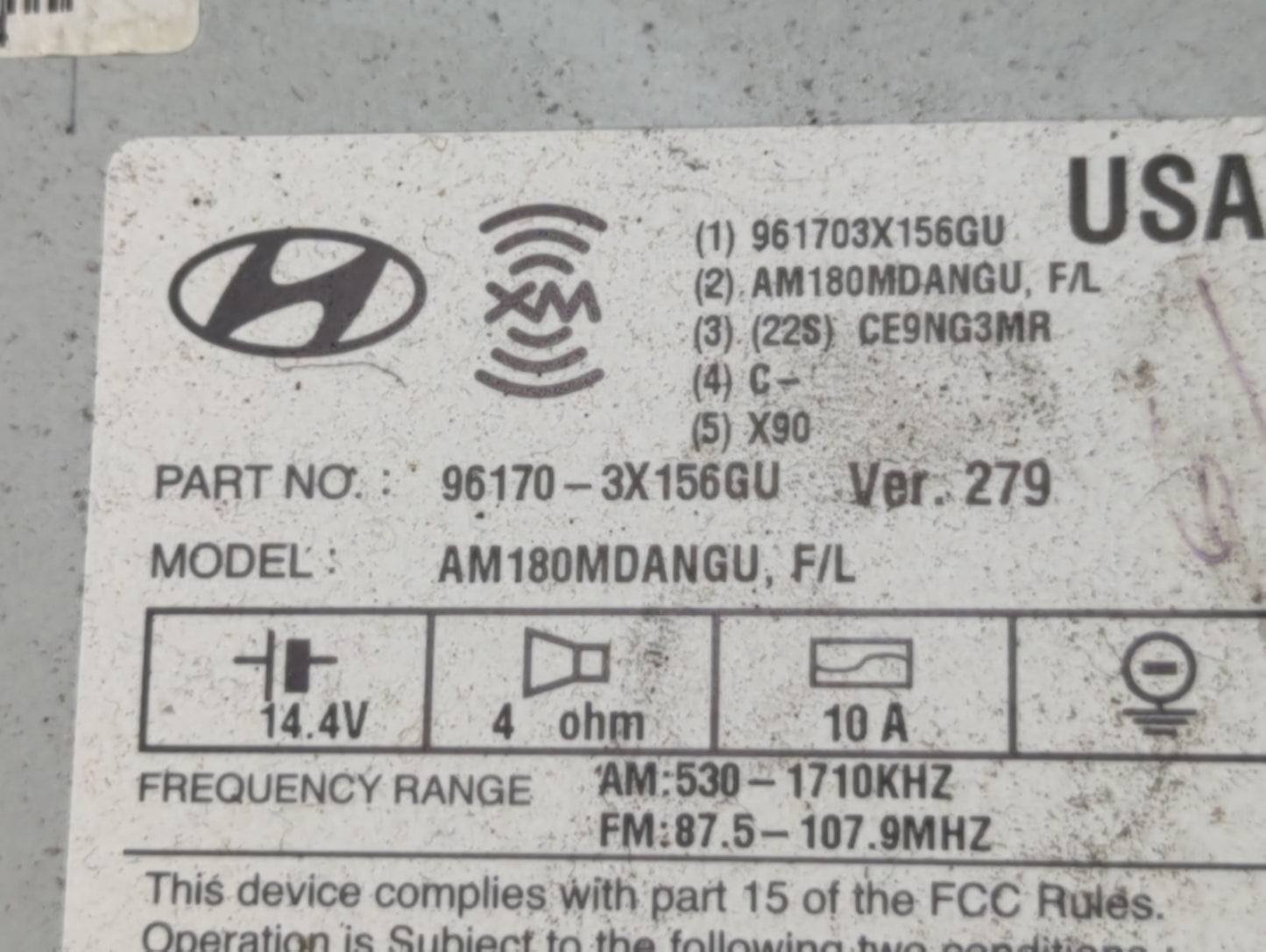 2014-2016 Hyundai Elantra Radio AM FM Cd Player Receiver Replacement P/N:96170-3X156GU Fits Fits 2014 2015 2016 OEM Used Aut