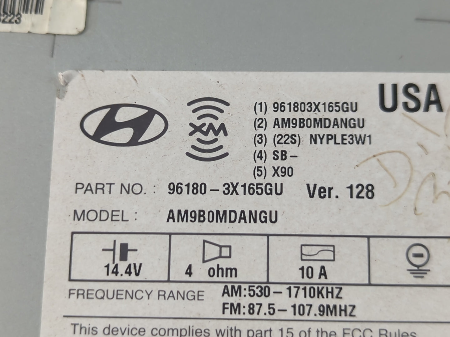 2014-2016 Hyundai Elantra Radio AM FM Cd Player Receiver Replacement P/N:96180-3X165GU Fits Fits 2014 2015 2016 OEM Used Aut