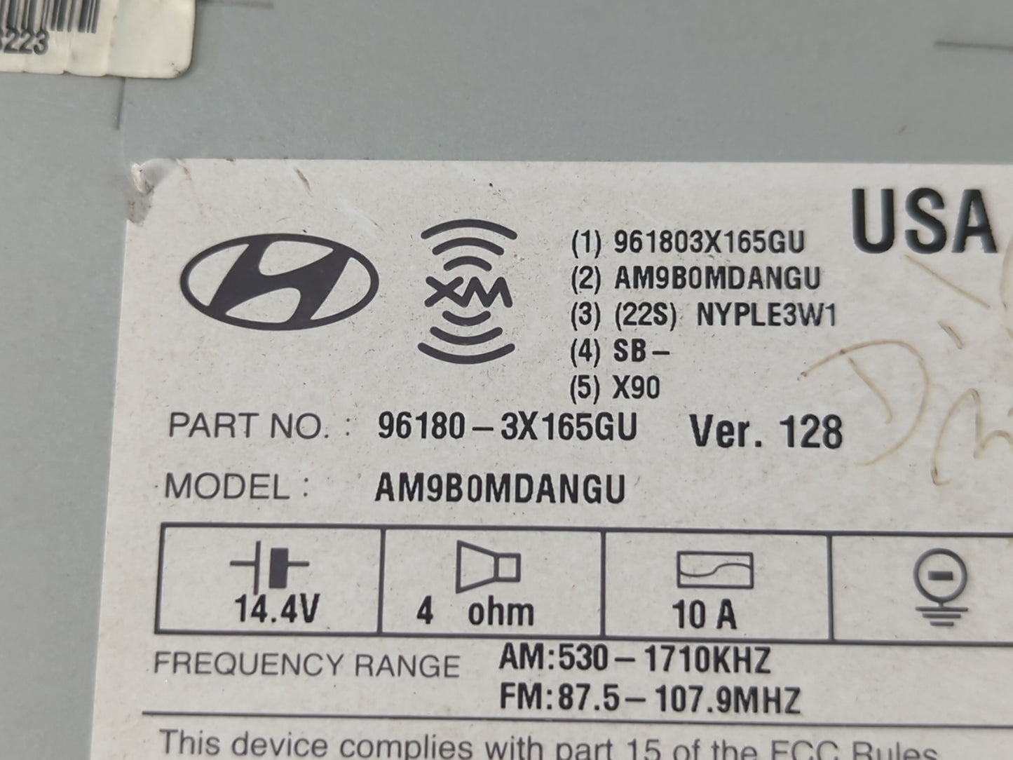2014-2016 Hyundai Elantra Radio AM FM Cd Player Receiver Replacement P/N:96180-3X165GU Fits Fits 2014 2015 2016 OEM Used Aut