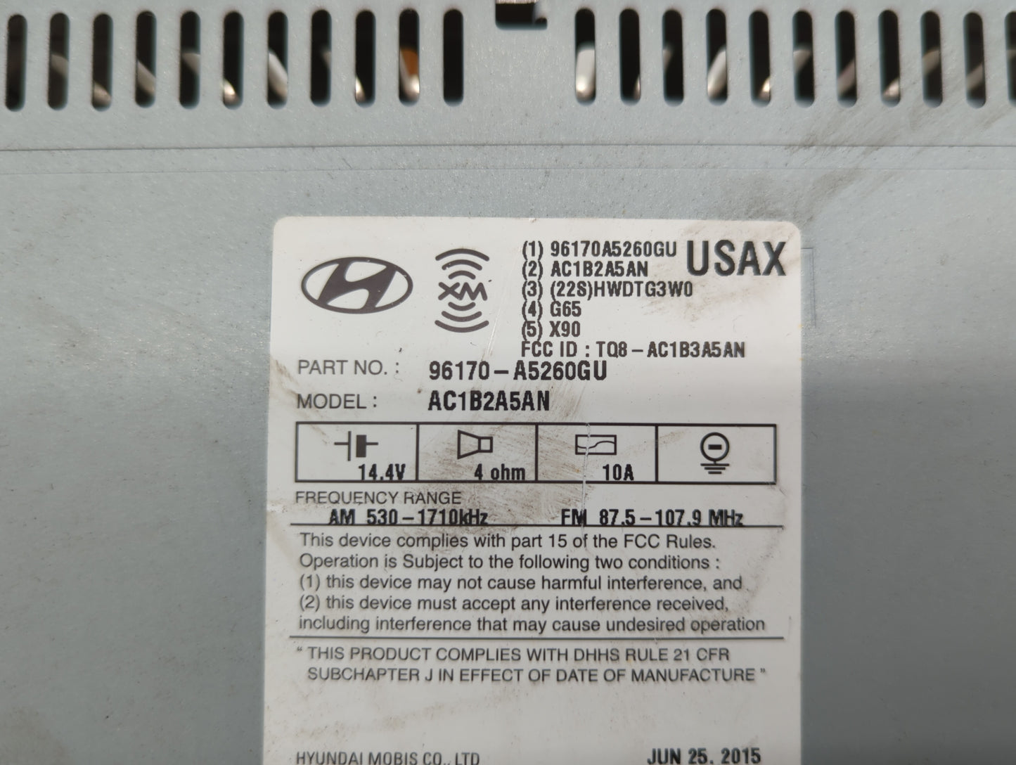 2016-2017 Hyundai Elantra Gt Radio AM FM Cd Player Receiver Replacement P/N:96170-A5260GU 96170-A5260GU Fits Fits 2016 2017 