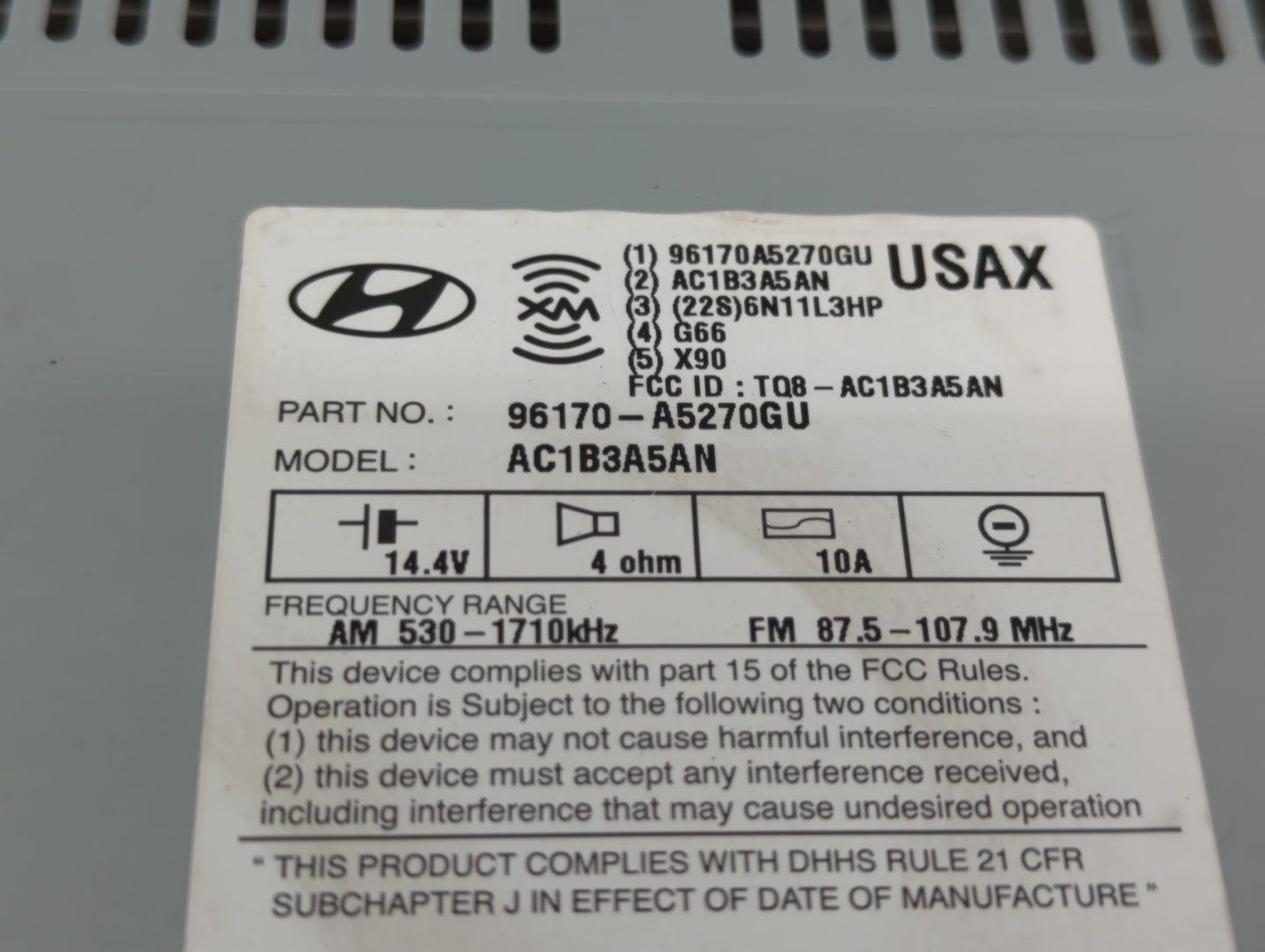 2016-2017 Hyundai Elantra Gt Am Fm Cd Player Radio Receiver - Oemusedautoparts1.com