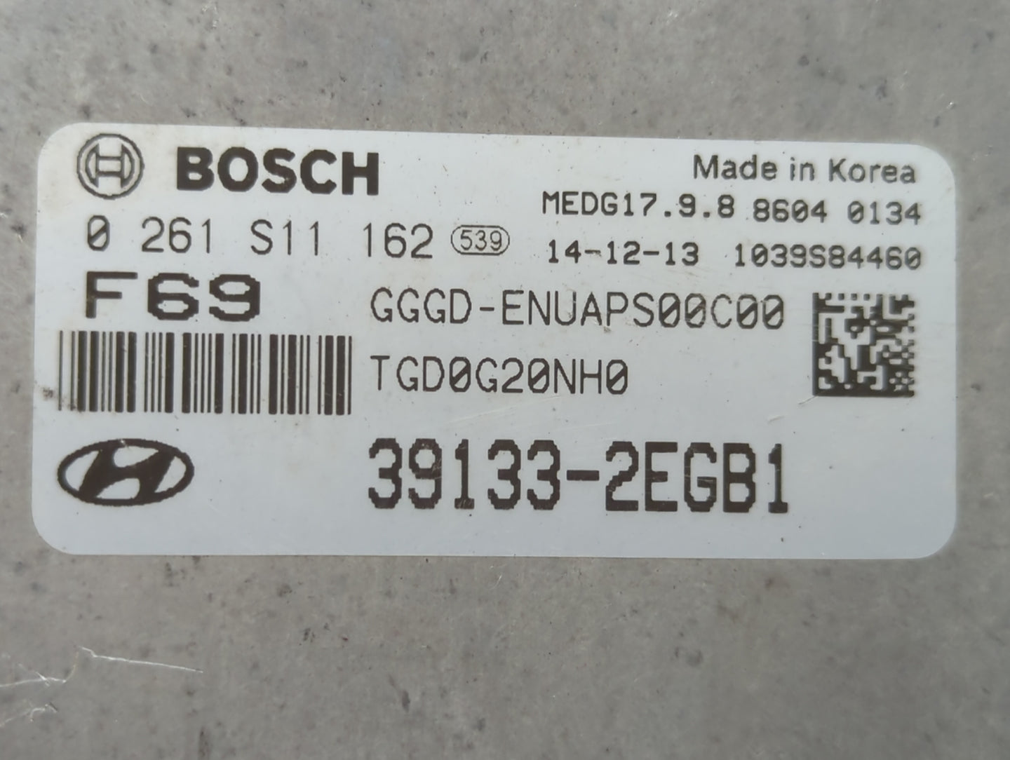 2016-2017 Hyundai Elantra Gt PCM Engine Control Computer ECU ECM PCU OEM P/N:39133-2EGB1 Fits Fits 2016 2017 OEM Used Auto P