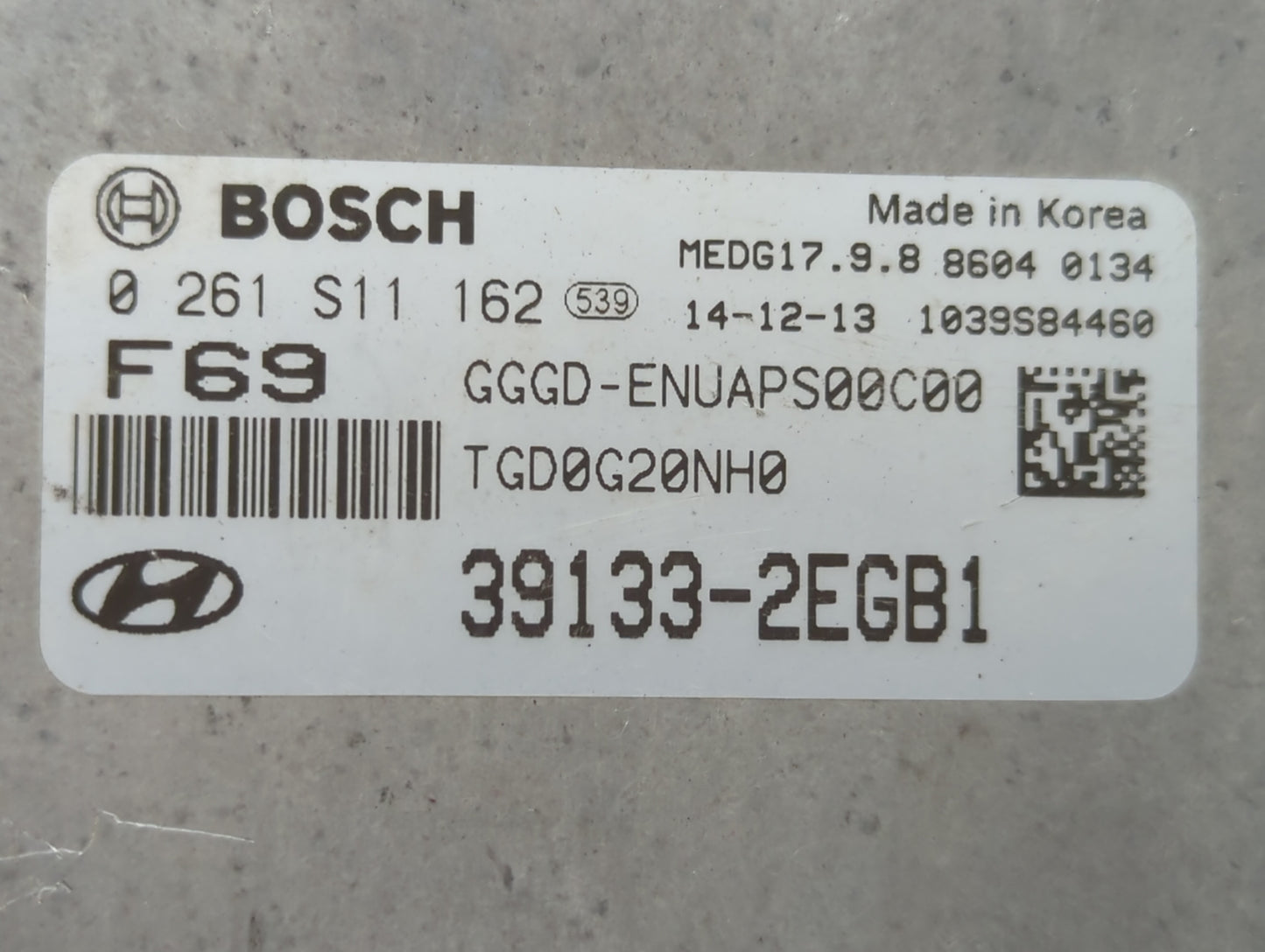 2016-2017 Hyundai Elantra Gt PCM Engine Control Computer ECU ECM PCU OEM P/N:39133-2EGB1 Fits Fits 2016 2017 OEM Used Auto P