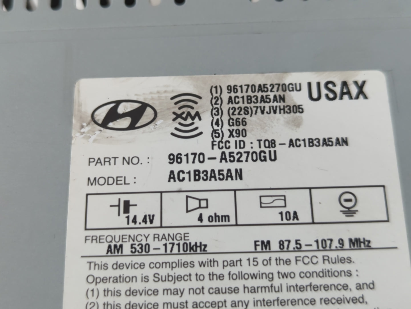2016-2017 Hyundai Elantra Gt Radio AM FM Cd Player Receiver Replacement P/N:96170-A5270GU Fits Fits 2016 2017 OEM Used Auto 