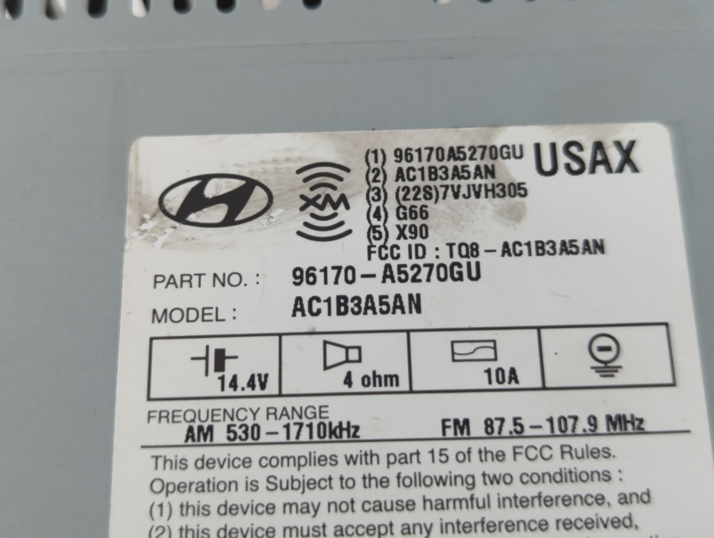 2016-2017 Hyundai Elantra Gt Radio AM FM Cd Player Receiver Replacement P/N:96170-A5270GU Fits Fits 2016 2017 OEM Used Auto 