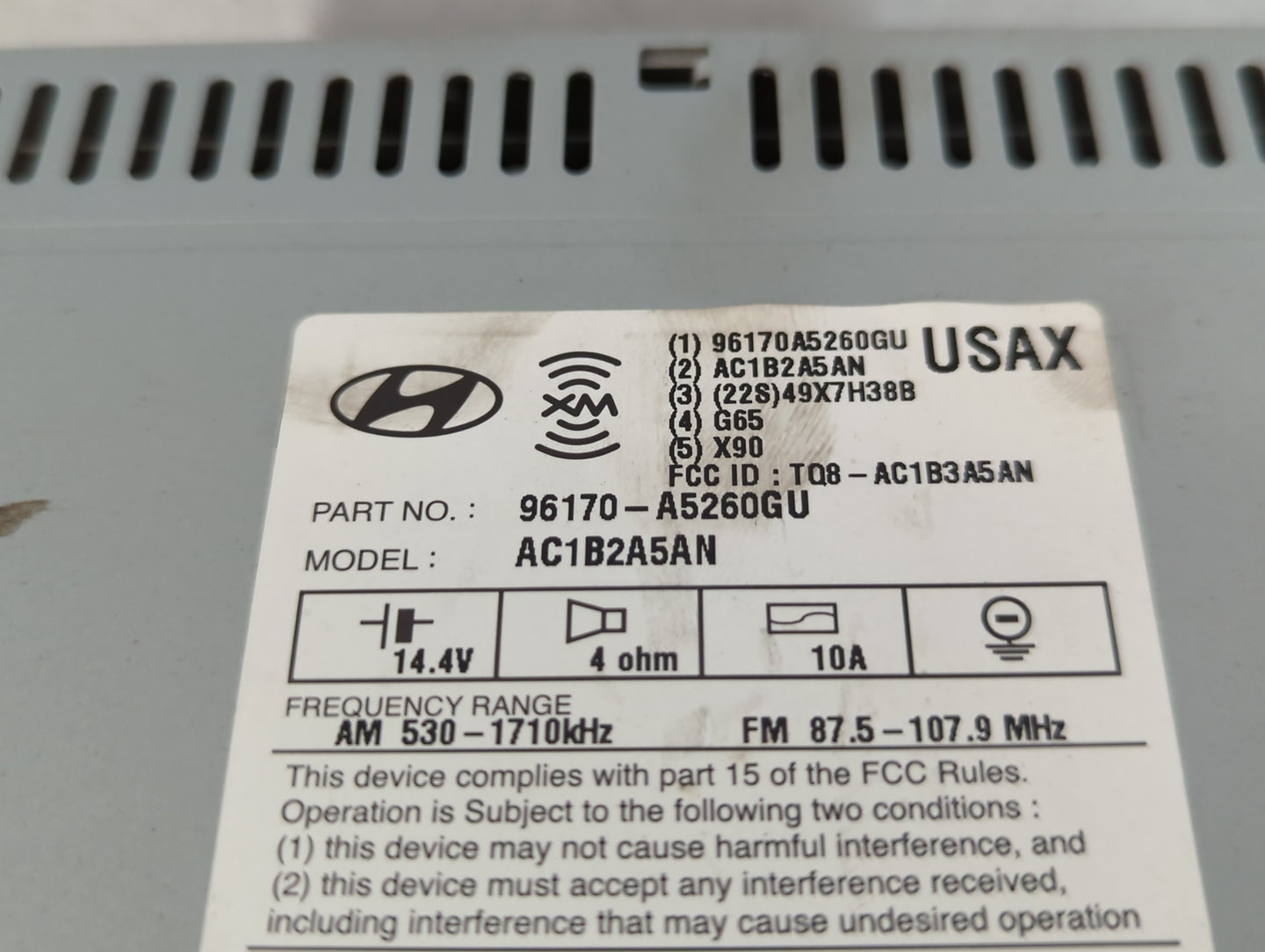 2016-2017 Hyundai Elantra Gt Radio AM FM Cd Player Receiver Replacement P/N:96170-A5260GU Fits Fits 2016 2017 OEM Used Auto 