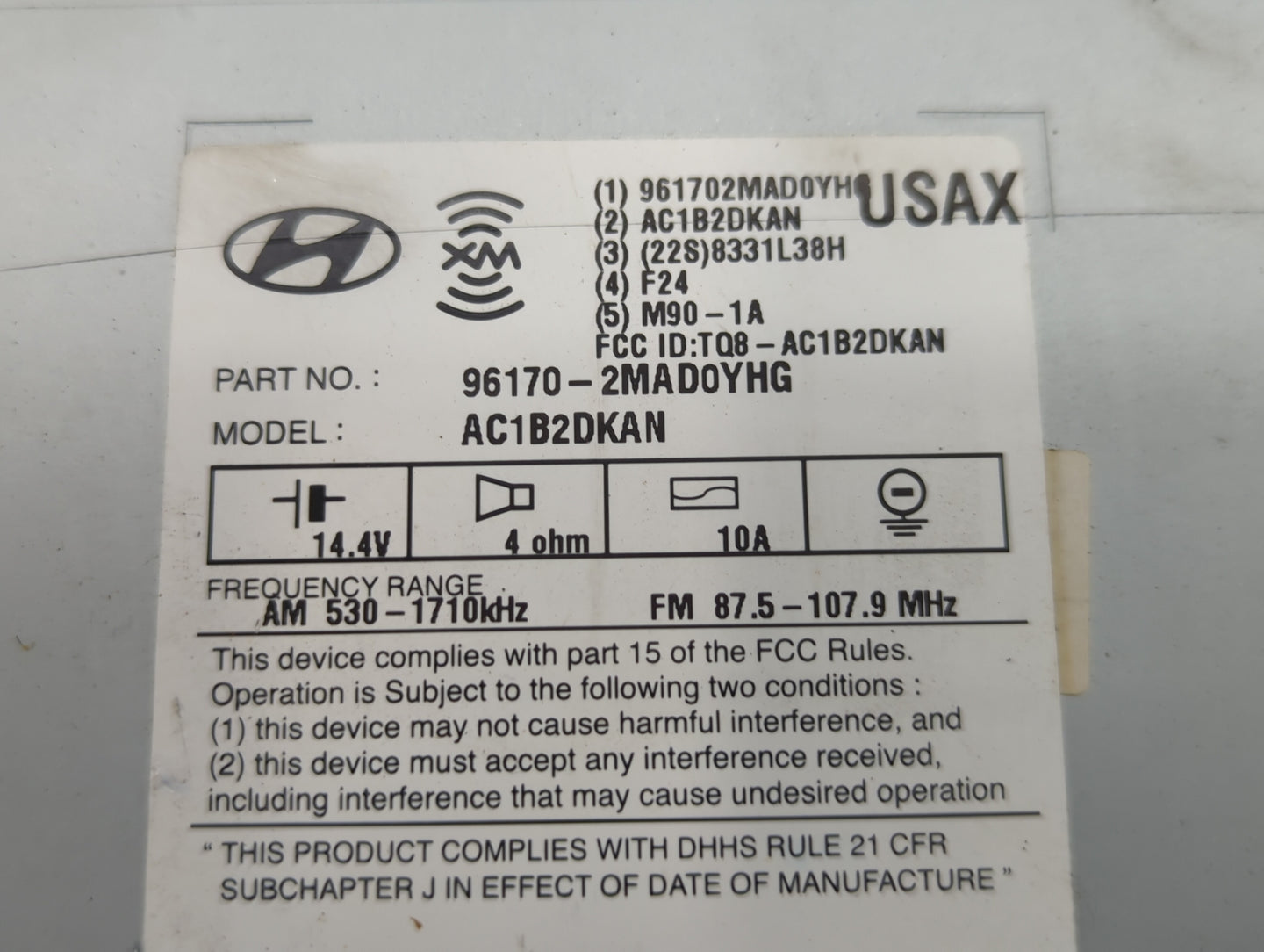 2016-2016 Hyundai Genesis Am Fm Cd Player Radio Receiver - Oemusedautoparts1.com