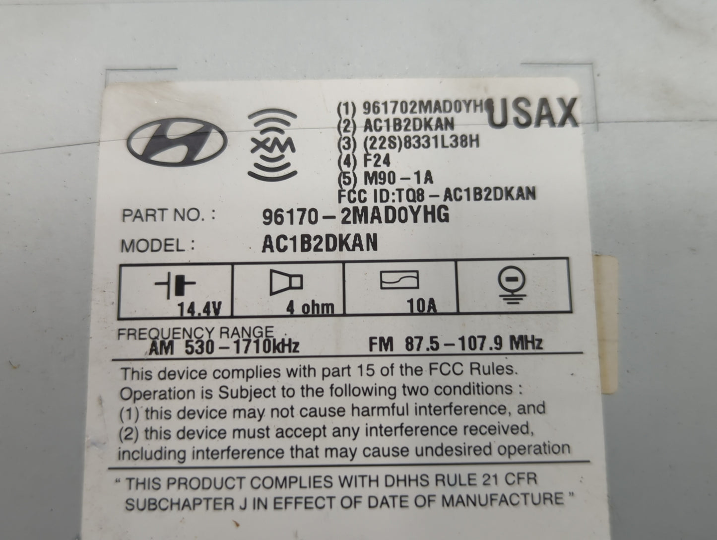 2016-2016 Hyundai Genesis Am Fm Cd Player Radio Receiver - Oemusedautoparts1.com