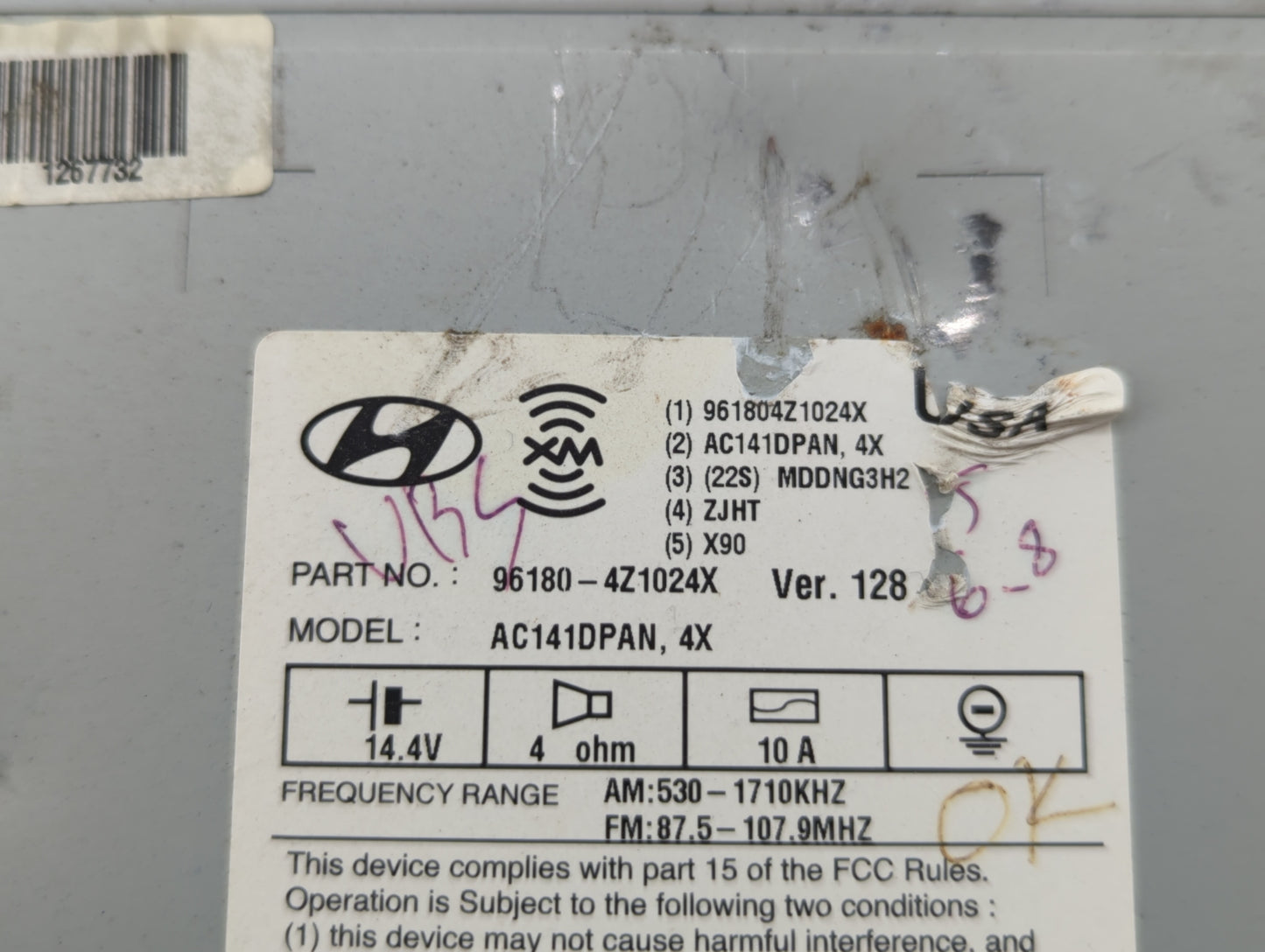 2013-2016 Hyundai Santa Fe Am Fm Cd Player Radio Receiver - Oemusedautoparts1.com