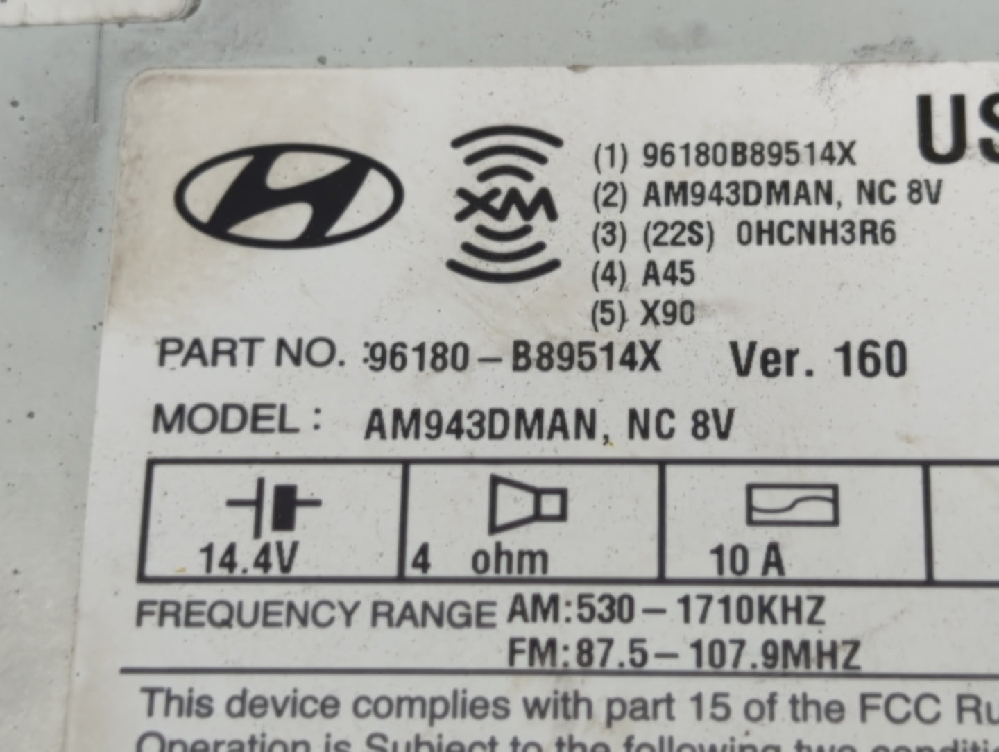 2013-2016 Hyundai Santa Fe Radio AM FM Cd Player Receiver Replacement P/N:96180-B89514X Fits Fits 2013 2014 2015 2016 OEM Us