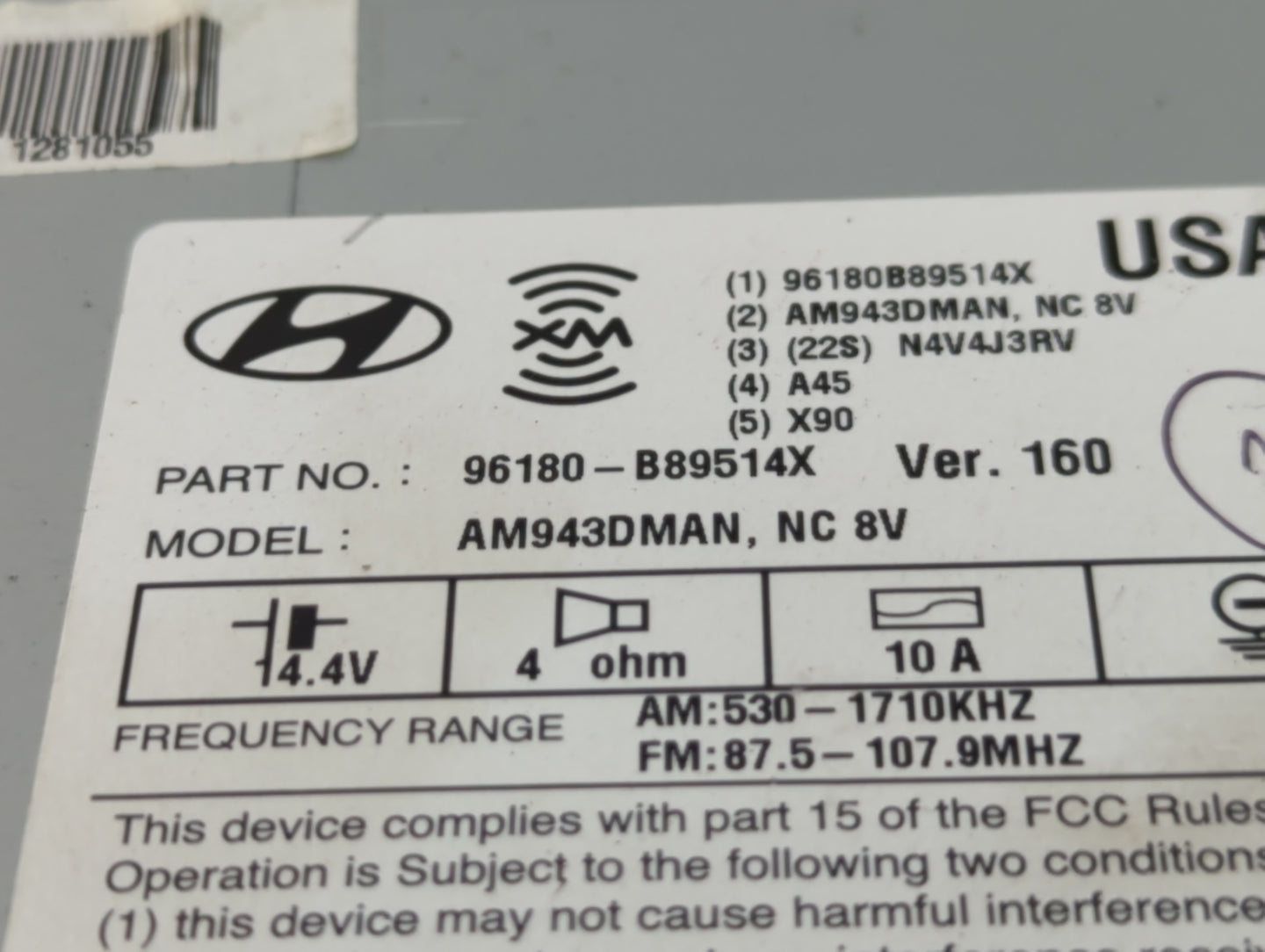 2013-2016 Hyundai Santa Fe Radio AM FM Cd Player Receiver Replacement P/N:96180-B89514X Fits Fits 2013 2014 2015 2016 OEM Us