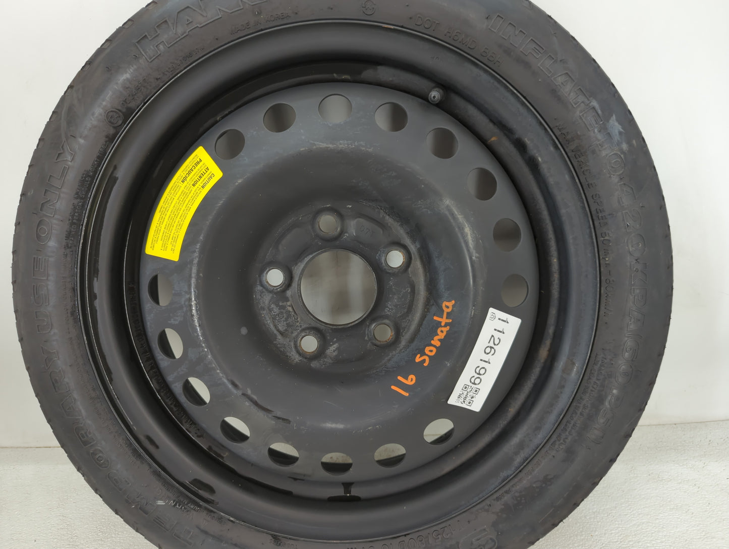 2015-2022 Hyundai Sonata Spare Donut Tire Wheel Rim Oem - Oemusedautoparts1.com