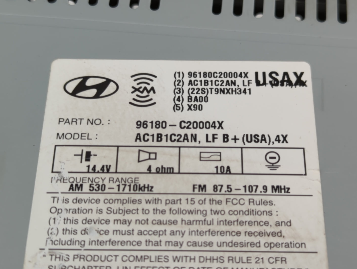 2015-2017 Hyundai Sonata Radio AM FM Cd Player Receiver Replacement P/N:96180-C20004X Fits Fits 2015 2016 2017 OEM Used Auto