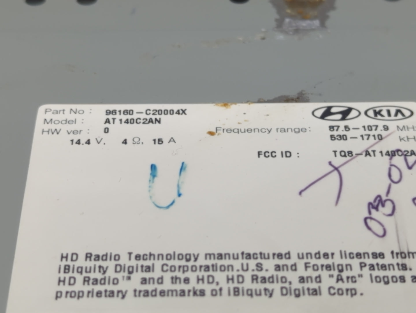 2016-2017 Hyundai Sonata Radio AM FM Cd Player Receiver Replacement P/N:96160-C20004X AT140C2AN, TQ8-AT140C2A Fits Fits 2016